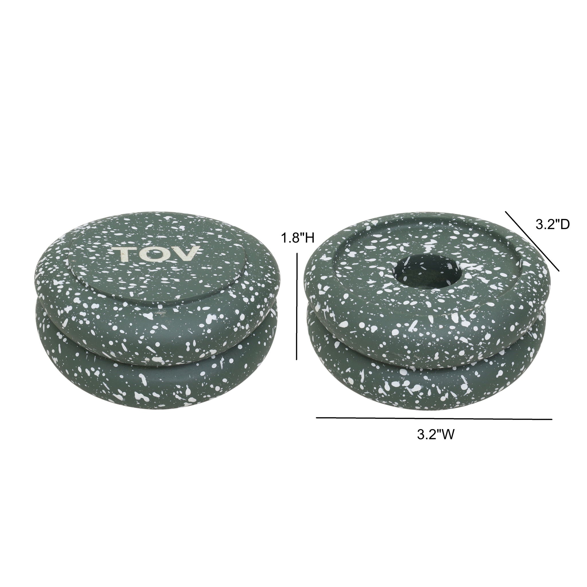 Gabby - Stacking Candle Holder (Set of 2) - Speckled Green