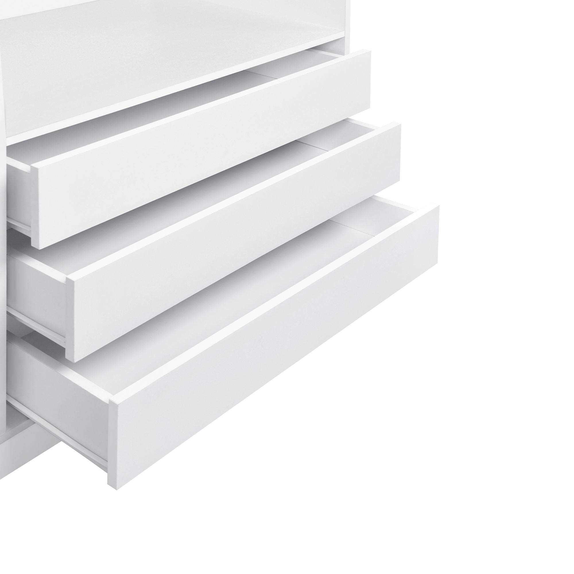 Doorless Storage Wardrobe For Dedroom With Shelves And 3 Drawers - White