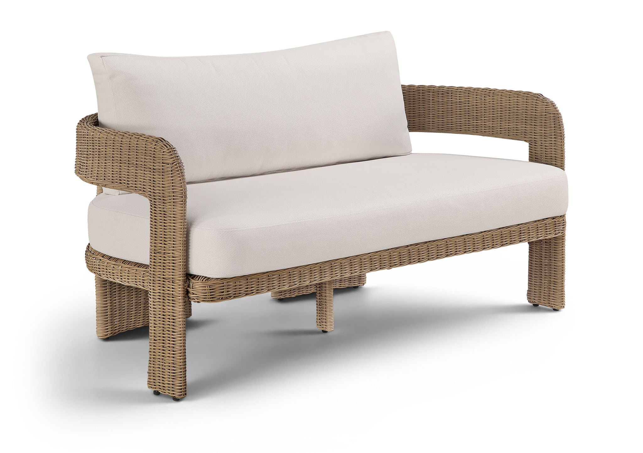 Sandbay - Olefin Water Resistant Fabric And Wicker Outdoor Patio Loveseat
