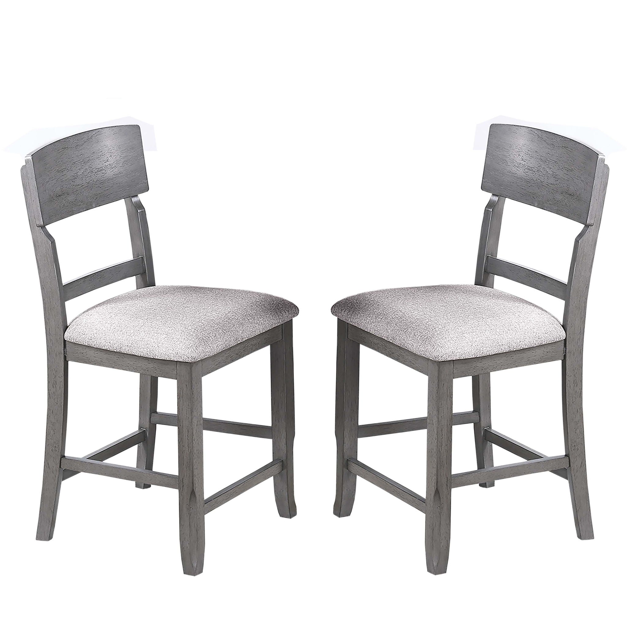 7 Piece Counter Height Dining Set With Storage Shelves, Table & 6 High Chairs - Gray