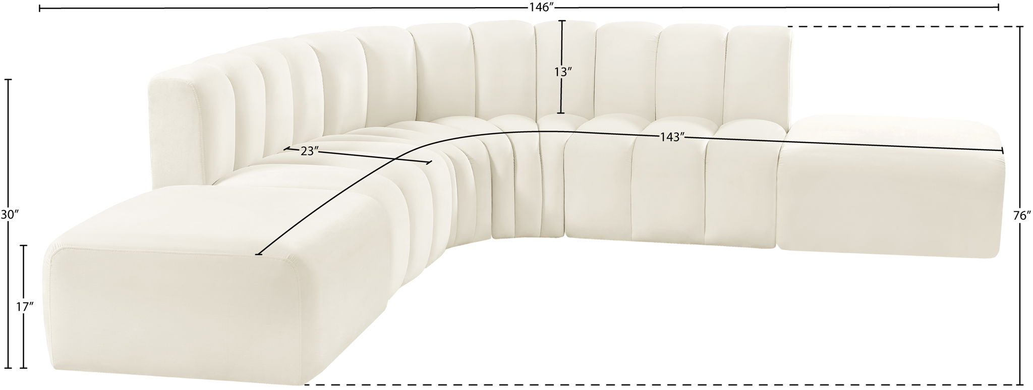 Arc - Velvet 6 Piece Corner Modular Sofa
