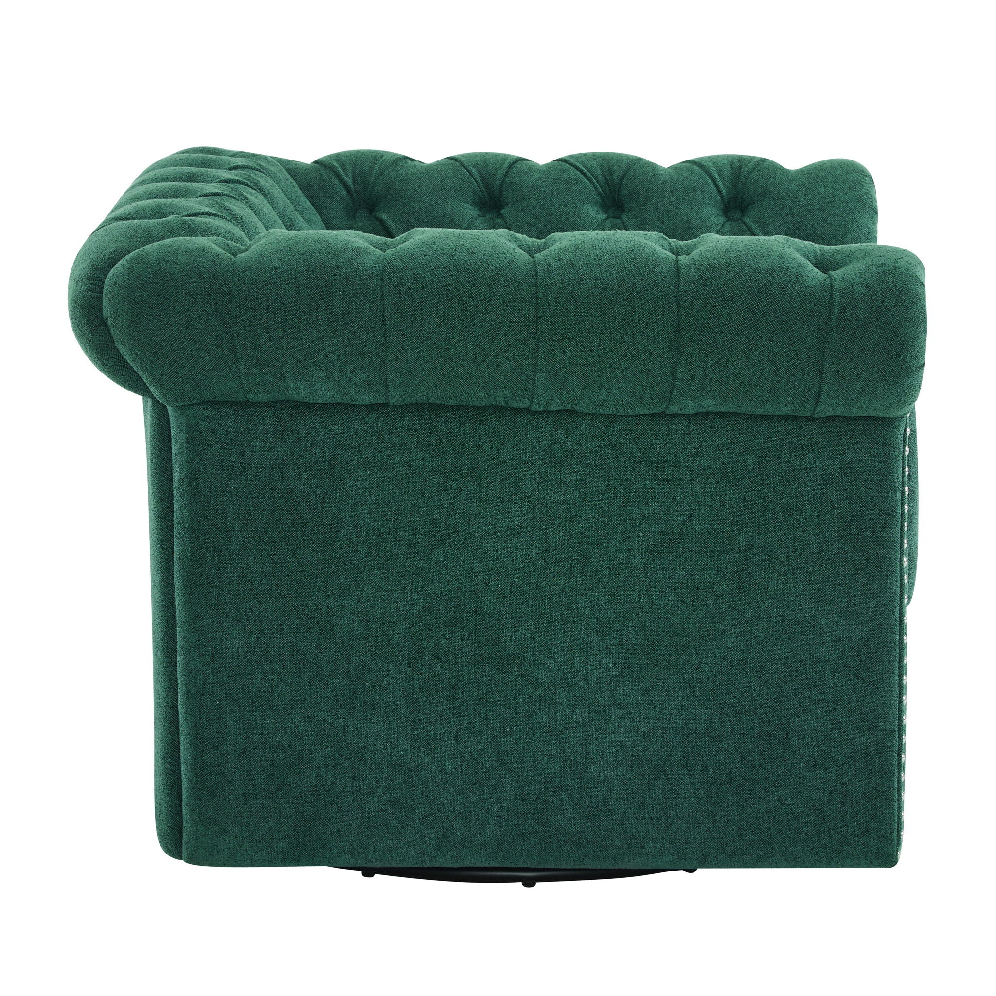 Chesterfield Swivel Club Chair With 360 Degree Rotation - Dark Green