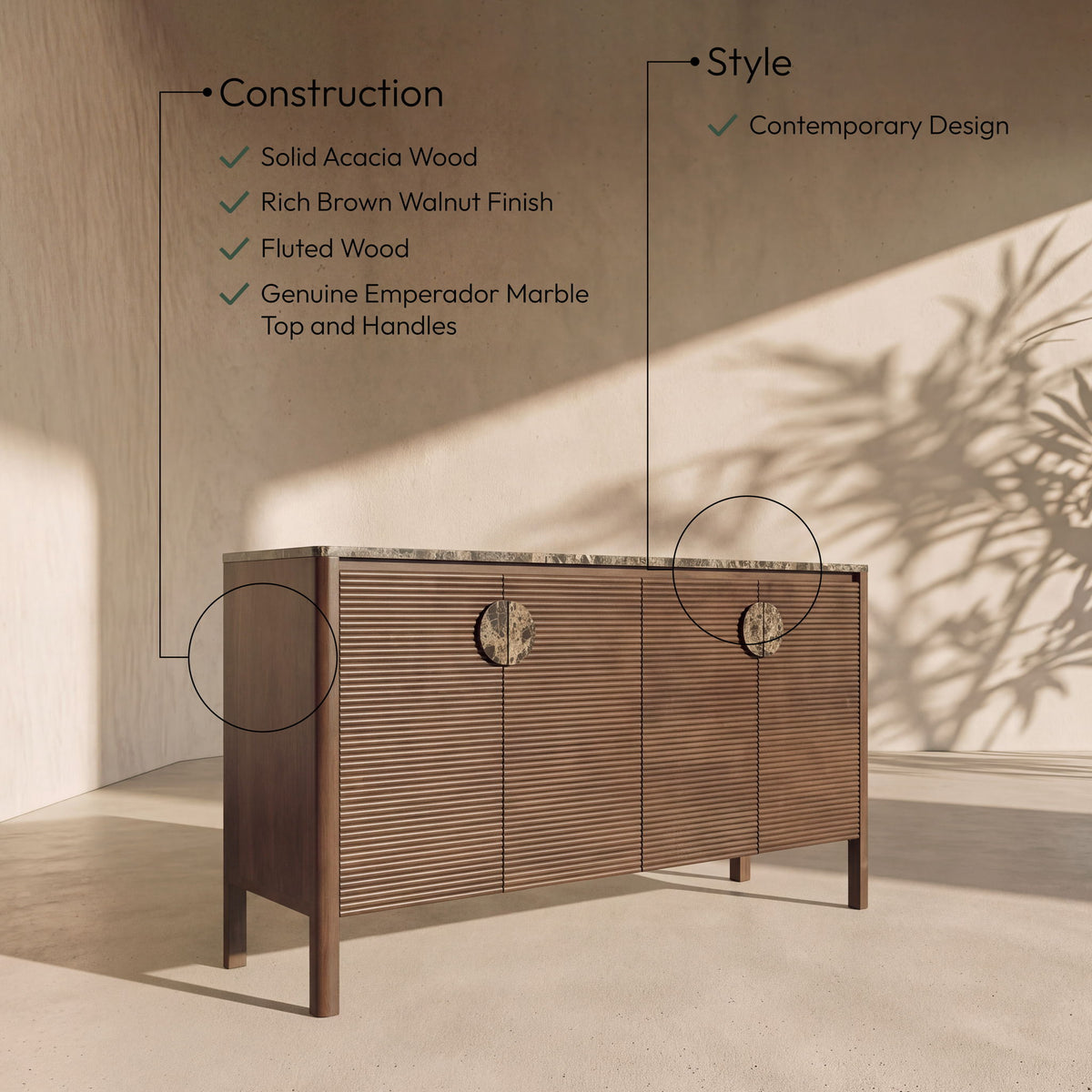 Varenna - Acacia Wood Sideboard / Buffet