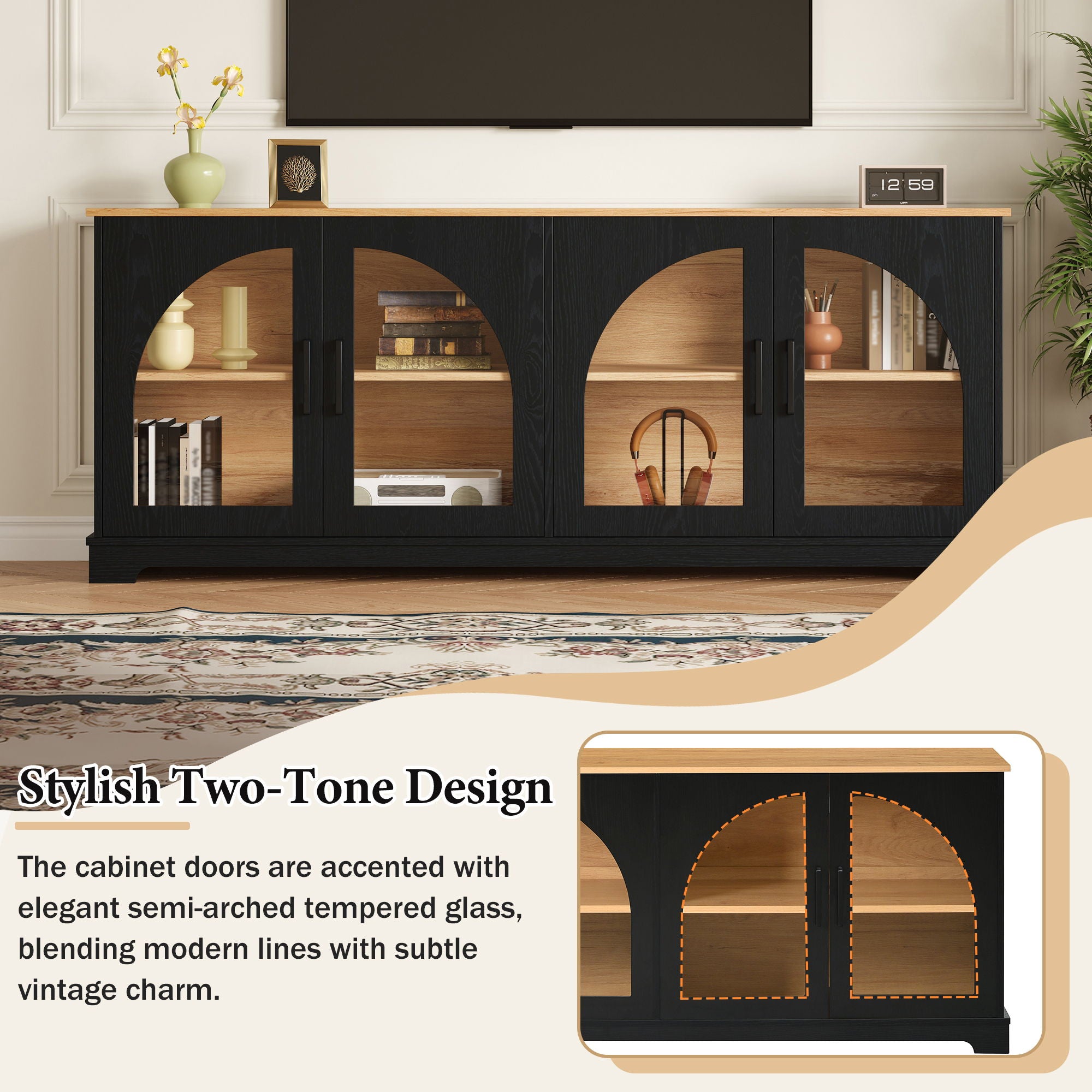 TV Stand With Semi Arched Doors