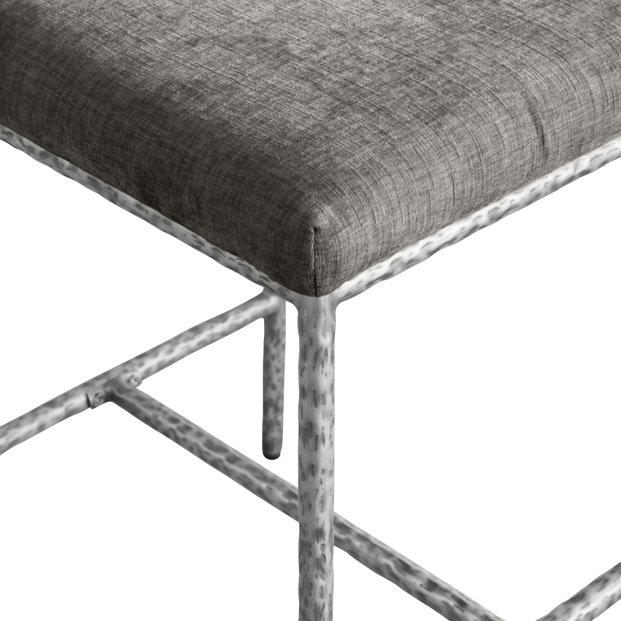 Reeves - Chenille Fabric Upholstered Counter Stool (Set of 2) - Silver Base