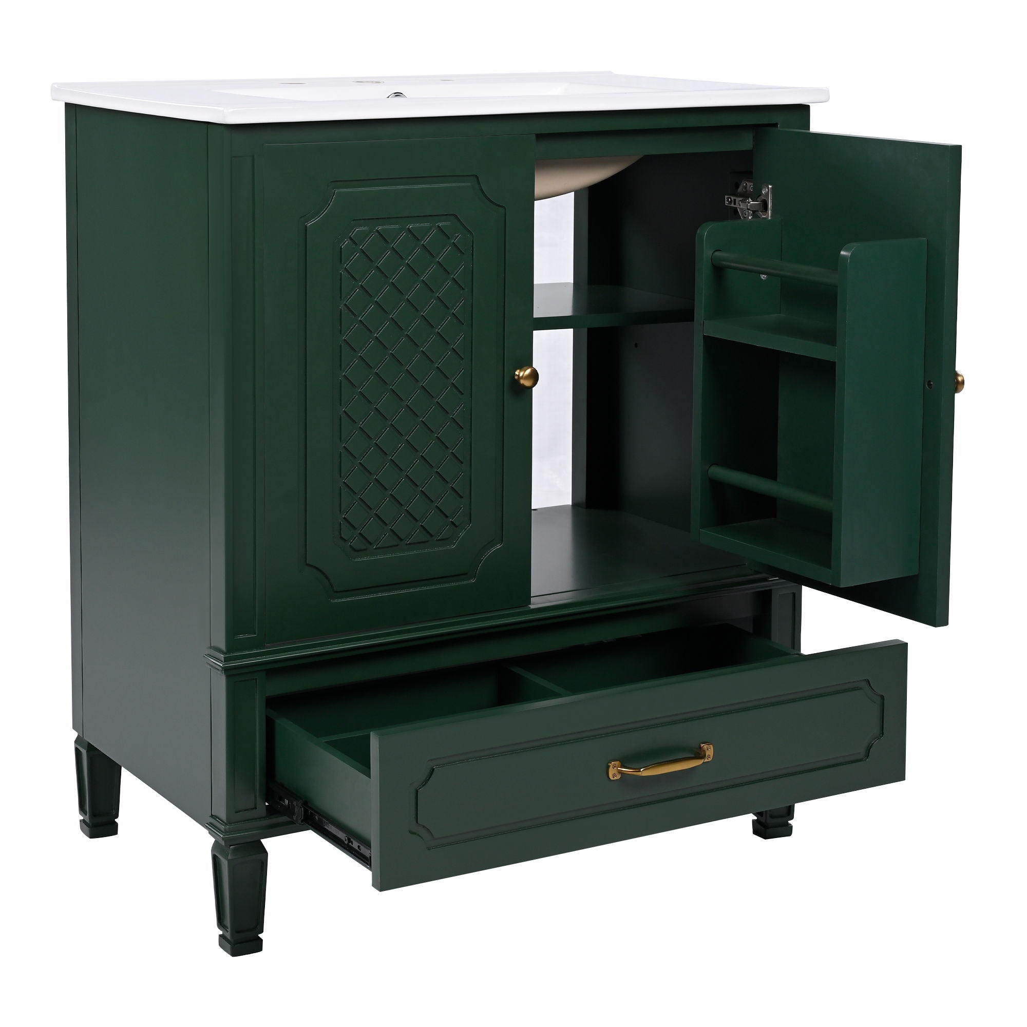 Bathroom Vanity With Sink, Soft Closing Door, Multi Functional Storage