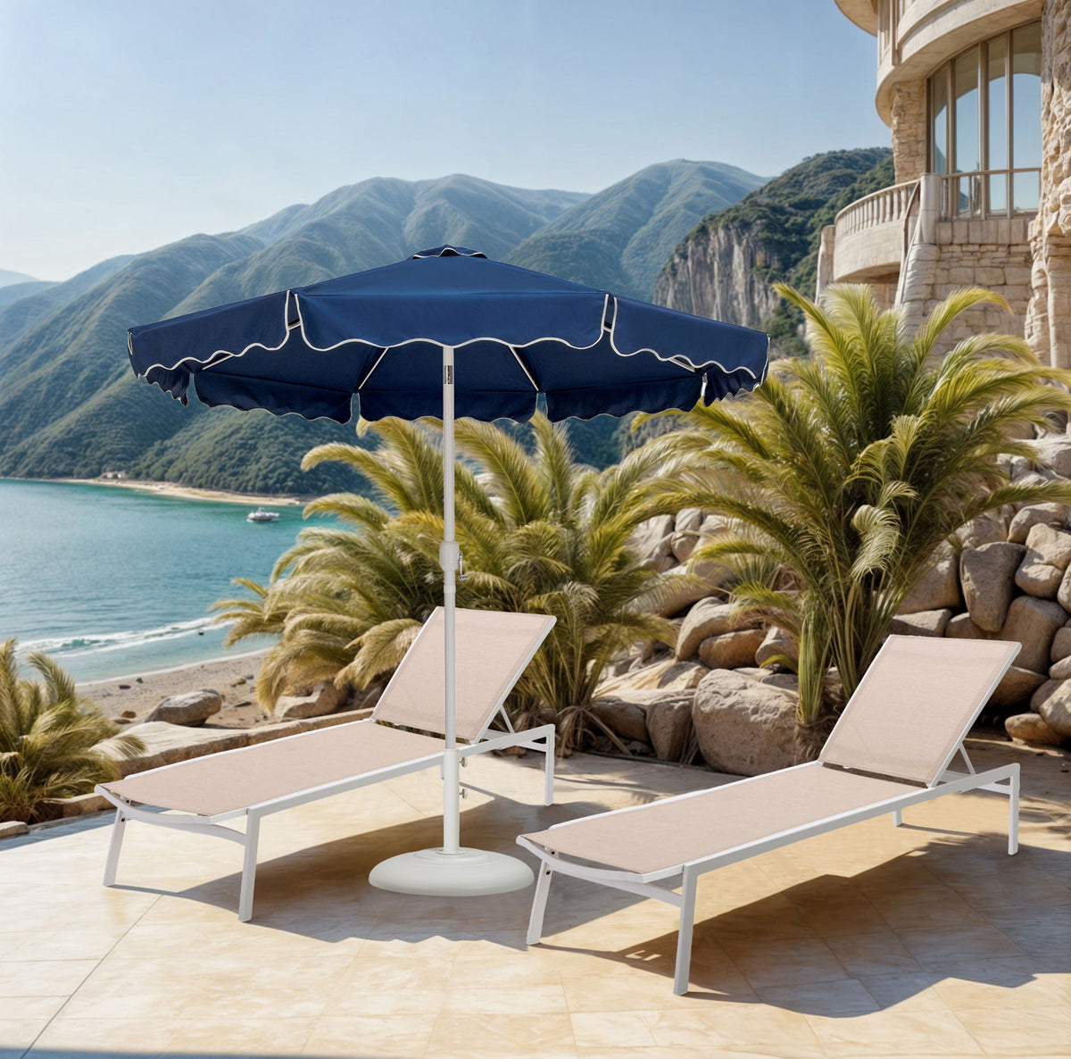 Amalfi - Patio Umbrella - White Base / White Pole