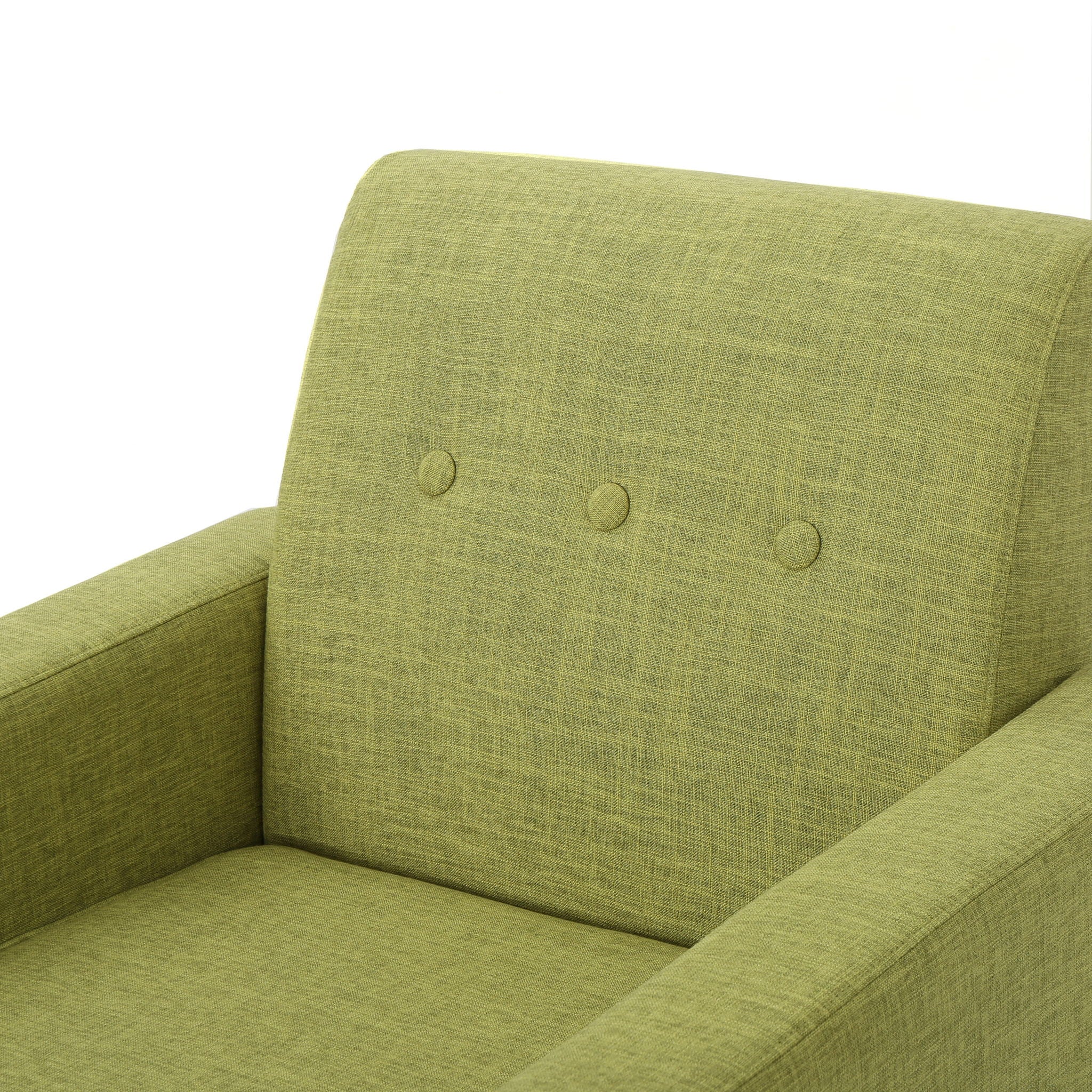 Modern Club Chair, Elegant Fabric With Rubberwood Legs - Green
