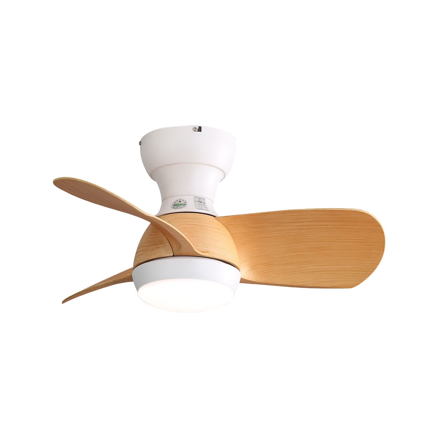 23" Bedroom Ceiling Fan With 3 Color Dimmable 3 ABS Blades Remote Control Dc Motor With 18W Led Light