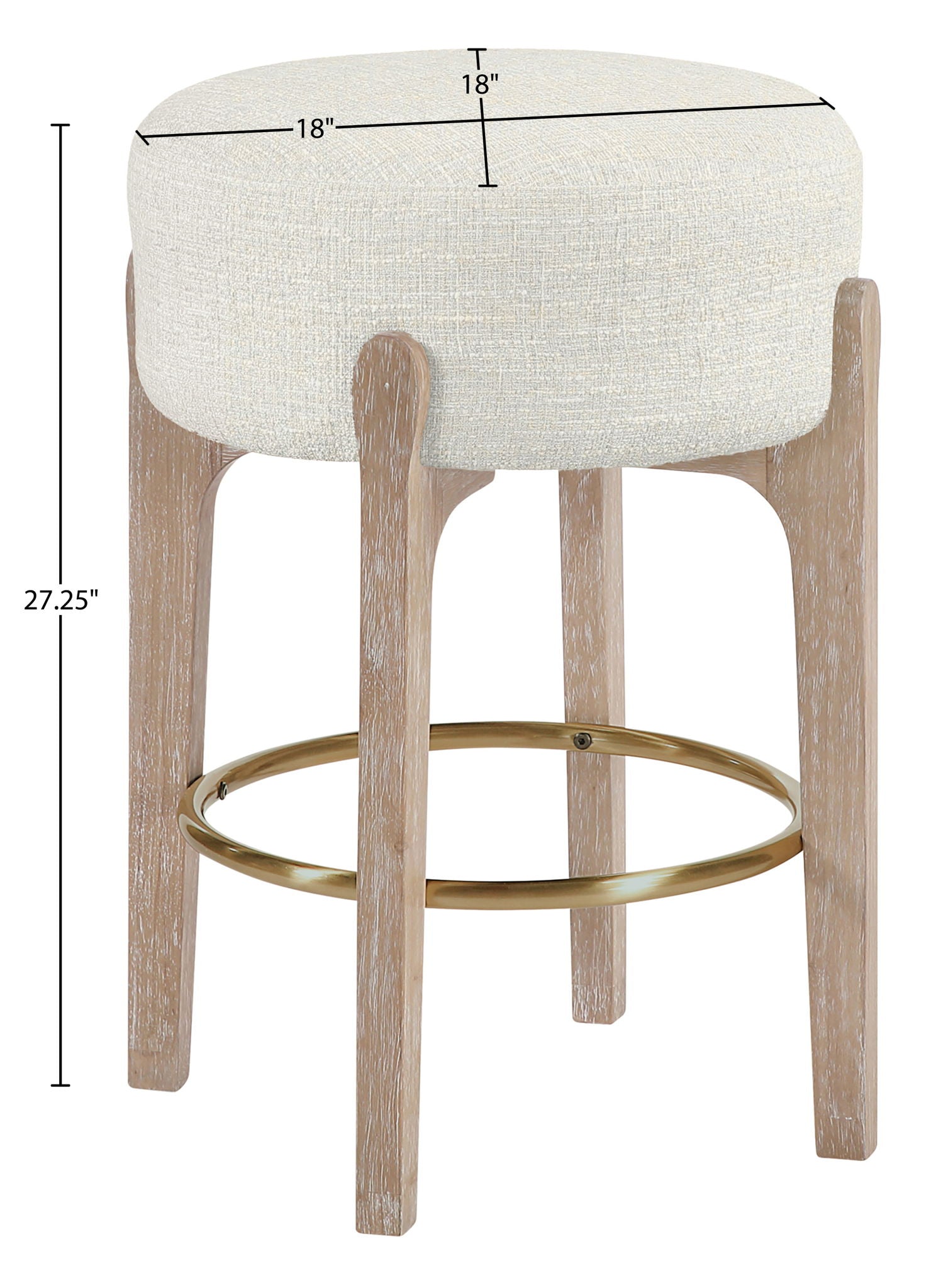 Torino - Backless Counter Stool With Brushed Natural Base (Set of 2)