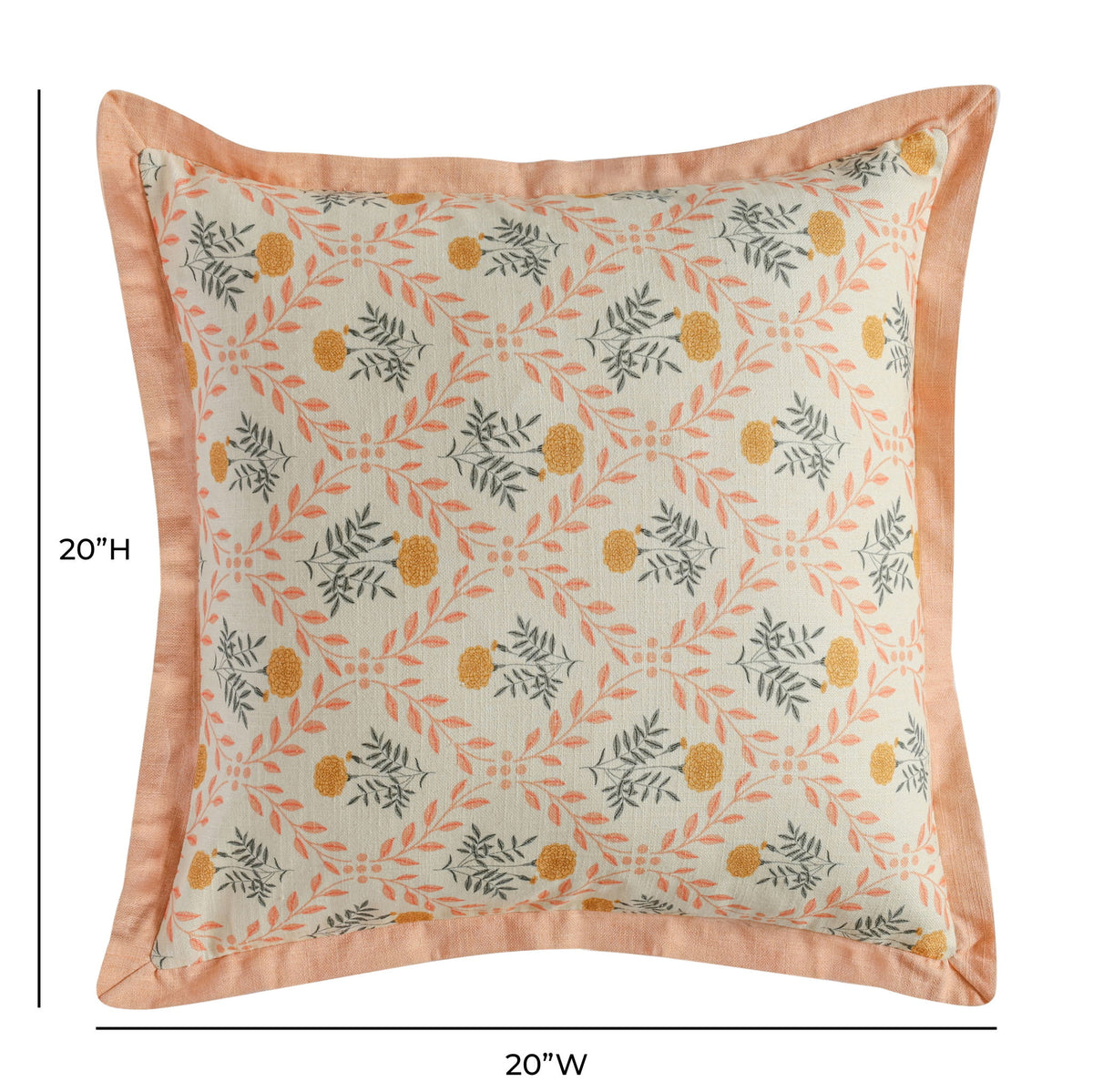 Dolce - 20" Natural Cotton Throw Pillow - Blush Pink