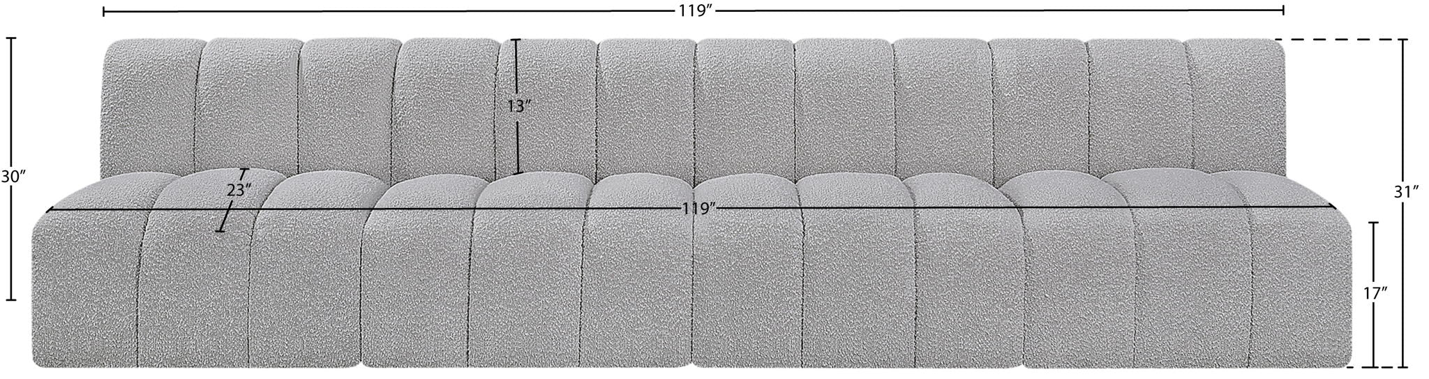 Arc - Boucle Fabric 4 Seats Modular Sofa