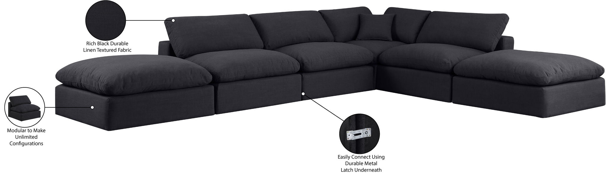 Comfy - 6 Piece Linen Modular Sectional