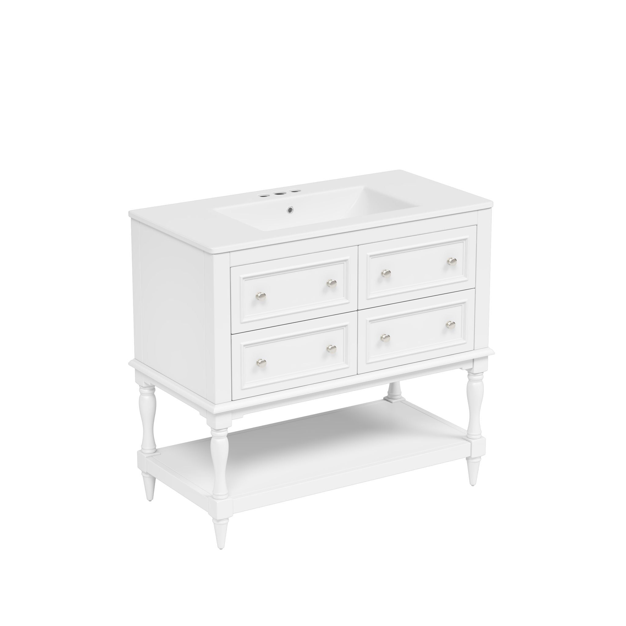 Bathroom Vanity Cabinet With Undermount Sink, 4 Drawer Set