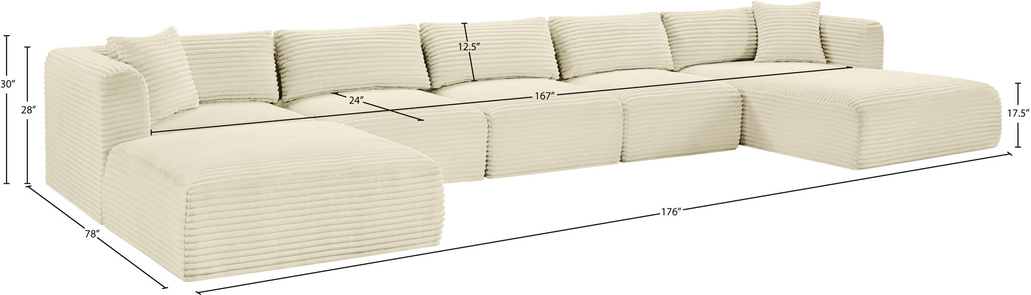 Shaggy - 6 Piece Modular Sectional With Chaise And Ottoman
