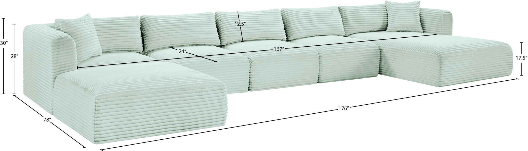 Shaggy - 6 Piece Modular Sectional With Chaise And Ottoman