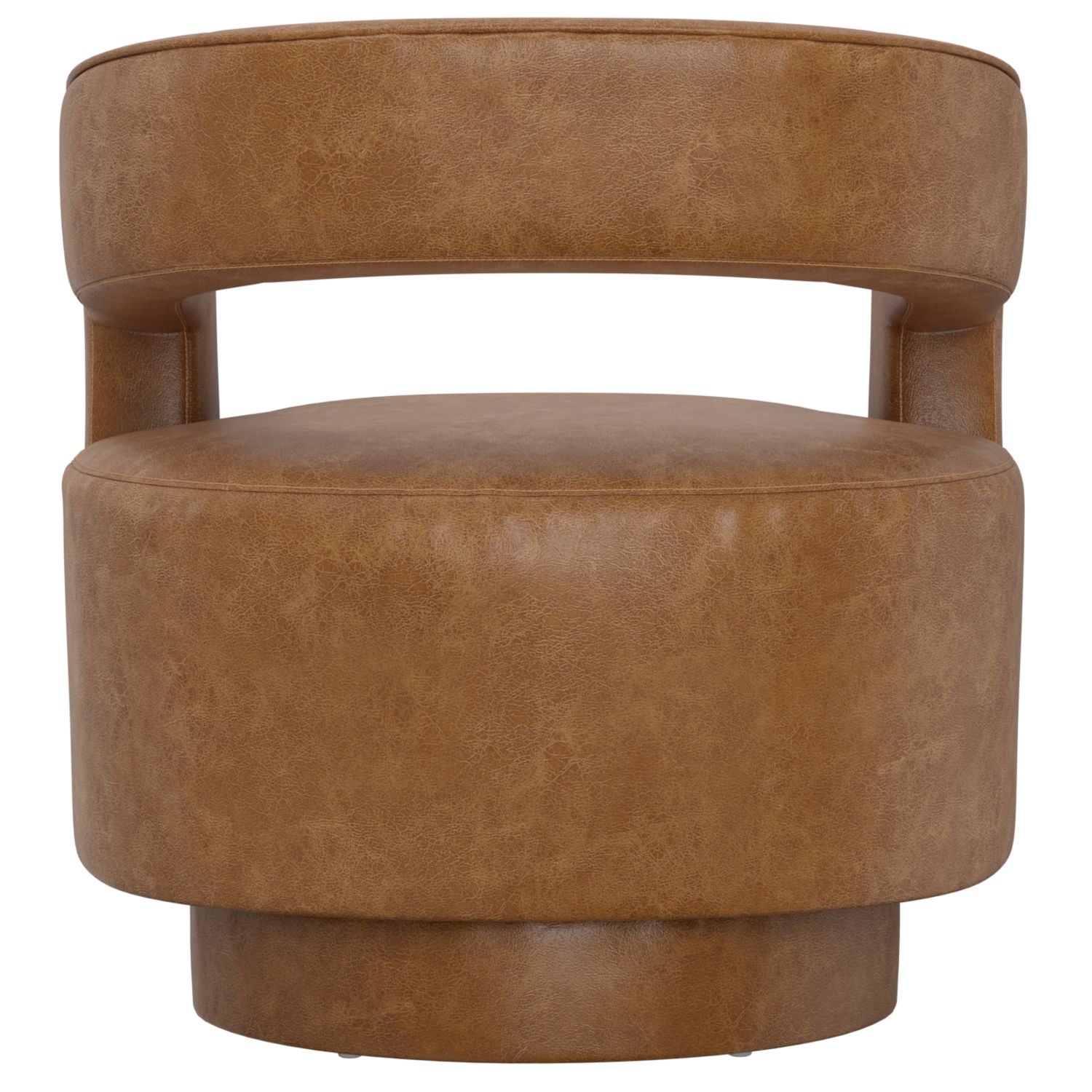 Swivel Accent Chair With Geometric Backrest - Brown