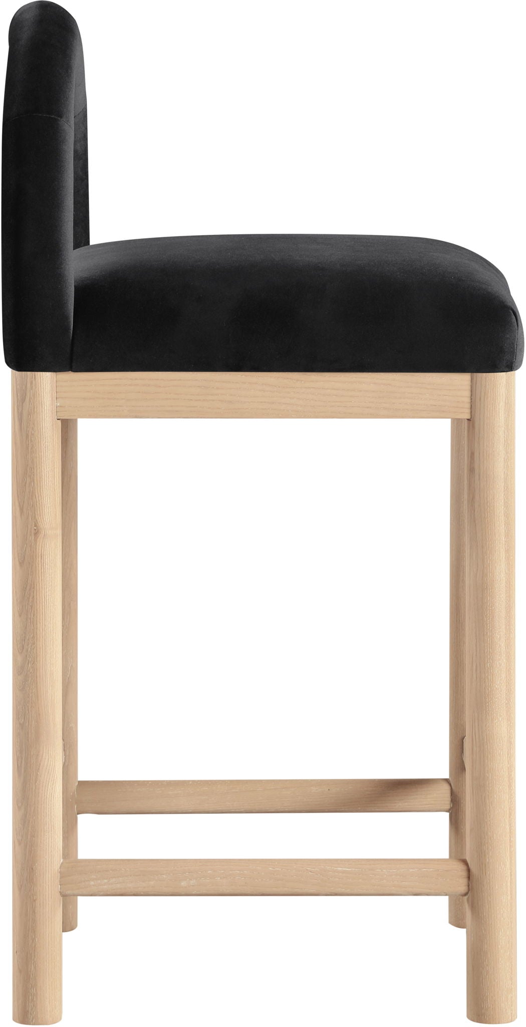 Conrad - Velvet Counter Stool With Natural Legs