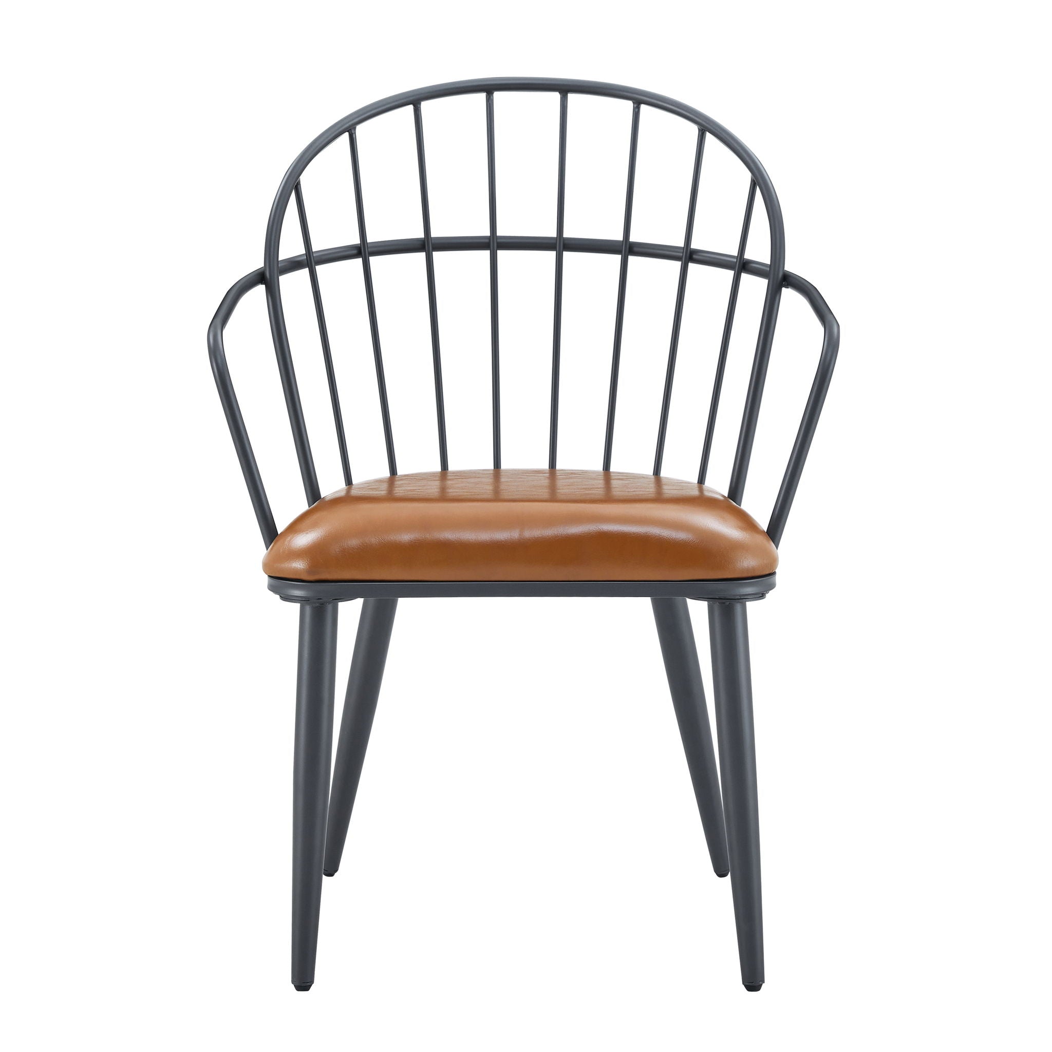 Industrial Inspired Upholstered Dining Chair Set With Metal Legs (Set of 2) - Brown