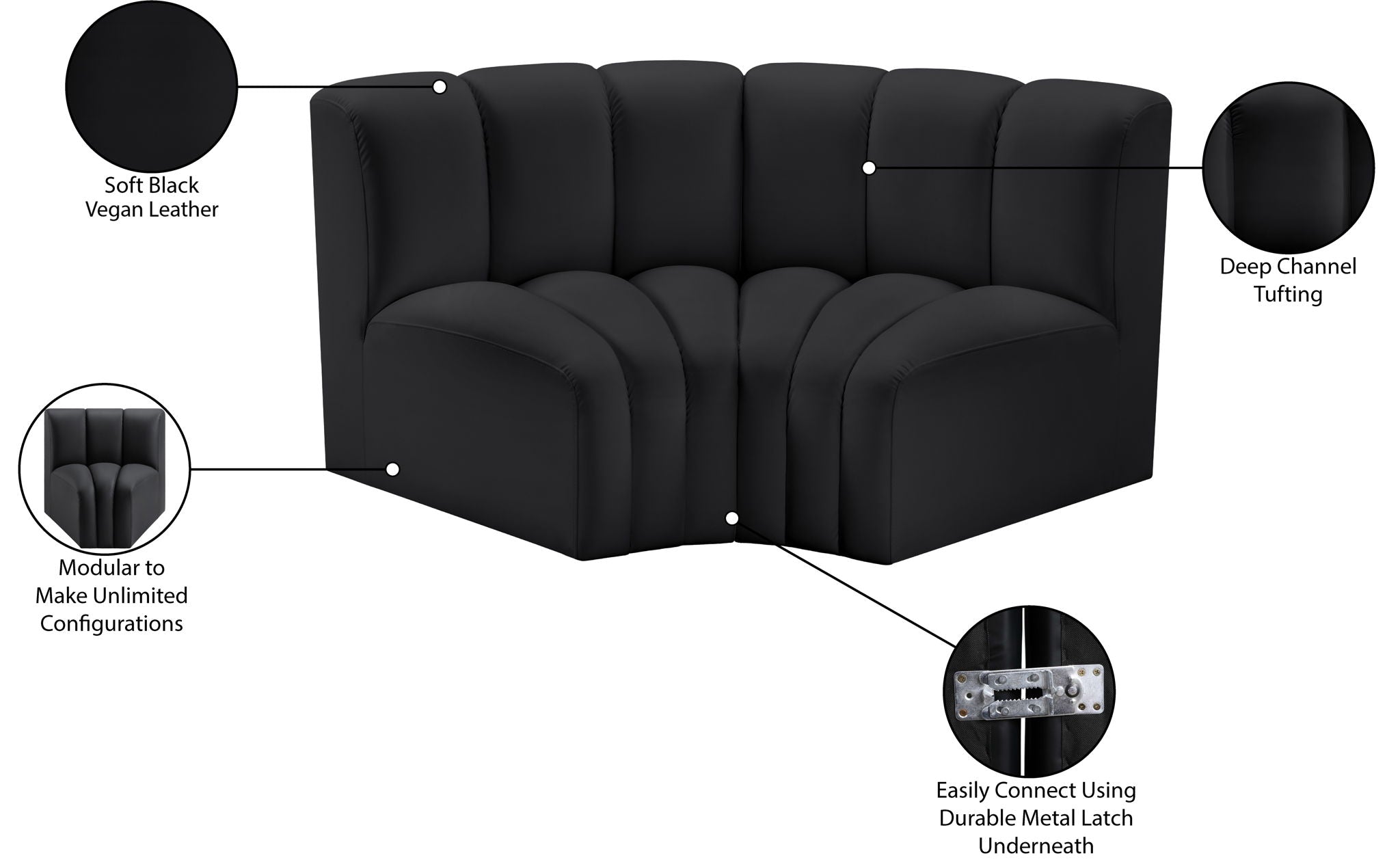 Arc - Faux Leather 2 Piece Modular Sofa