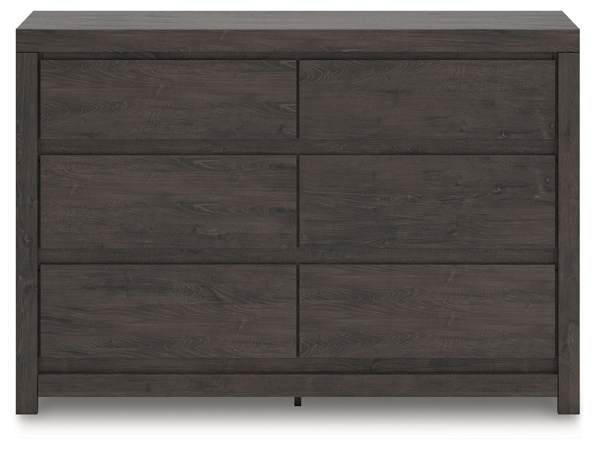 Fraluna - Six Drawer Dresser - Charcoal