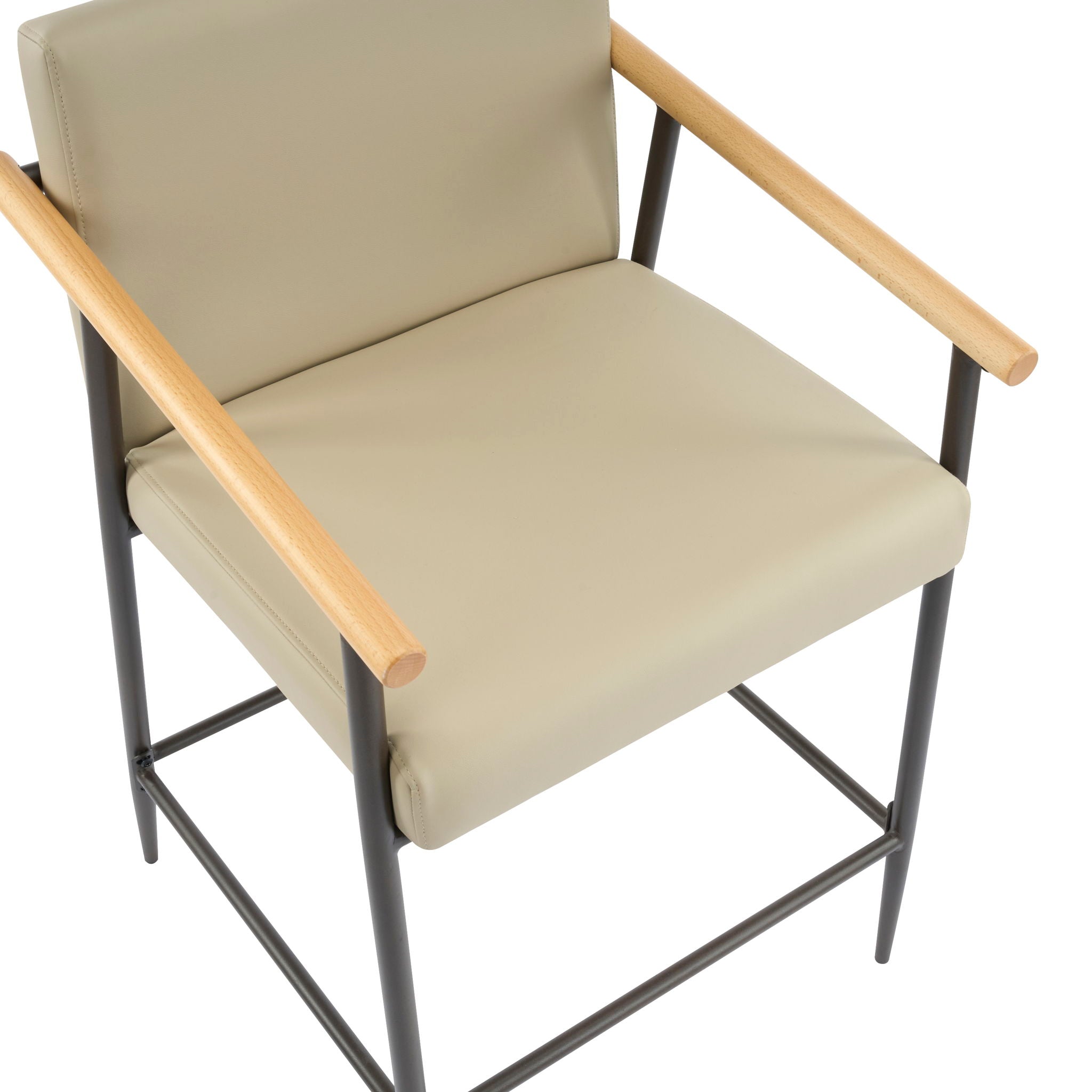 Counter Stool Set With Espresso Metal Frame - Khaki