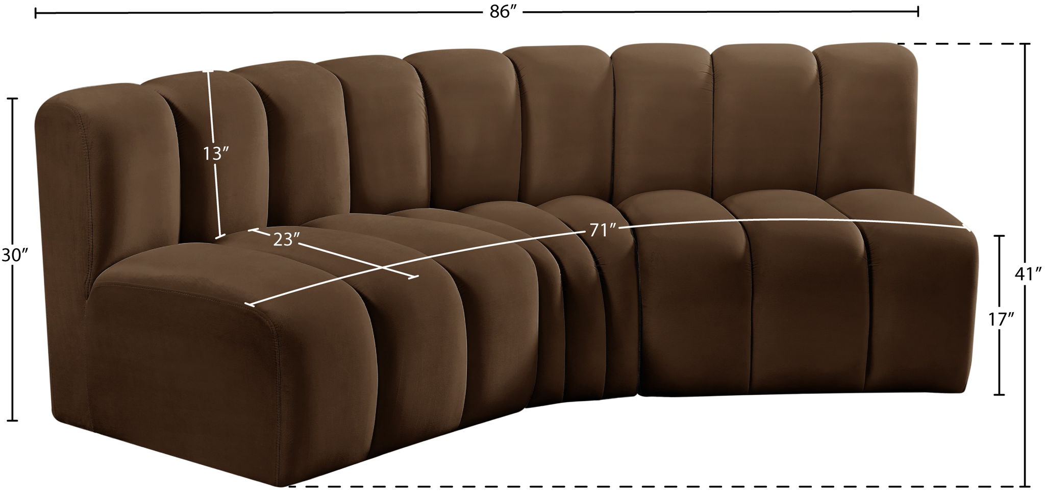 Arc - Velvet 3 Piece Modular Corner Sofa