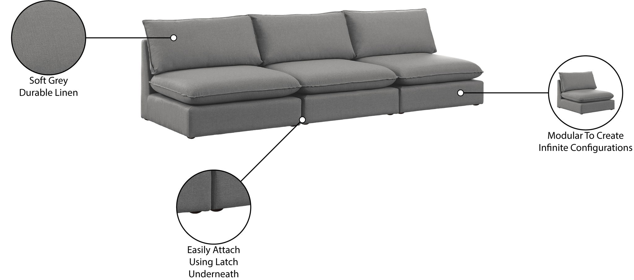 Mackenzie - Modular Sofa Armless - 3 Seats