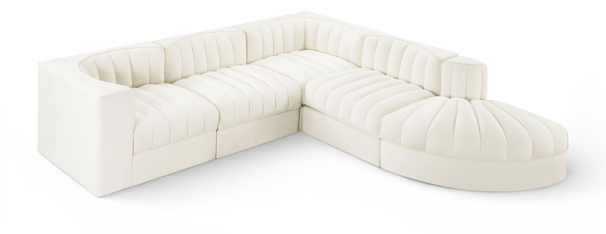 Rummi - Velvet Performance Fabric Upholstered 5 Piece Modular Sectional