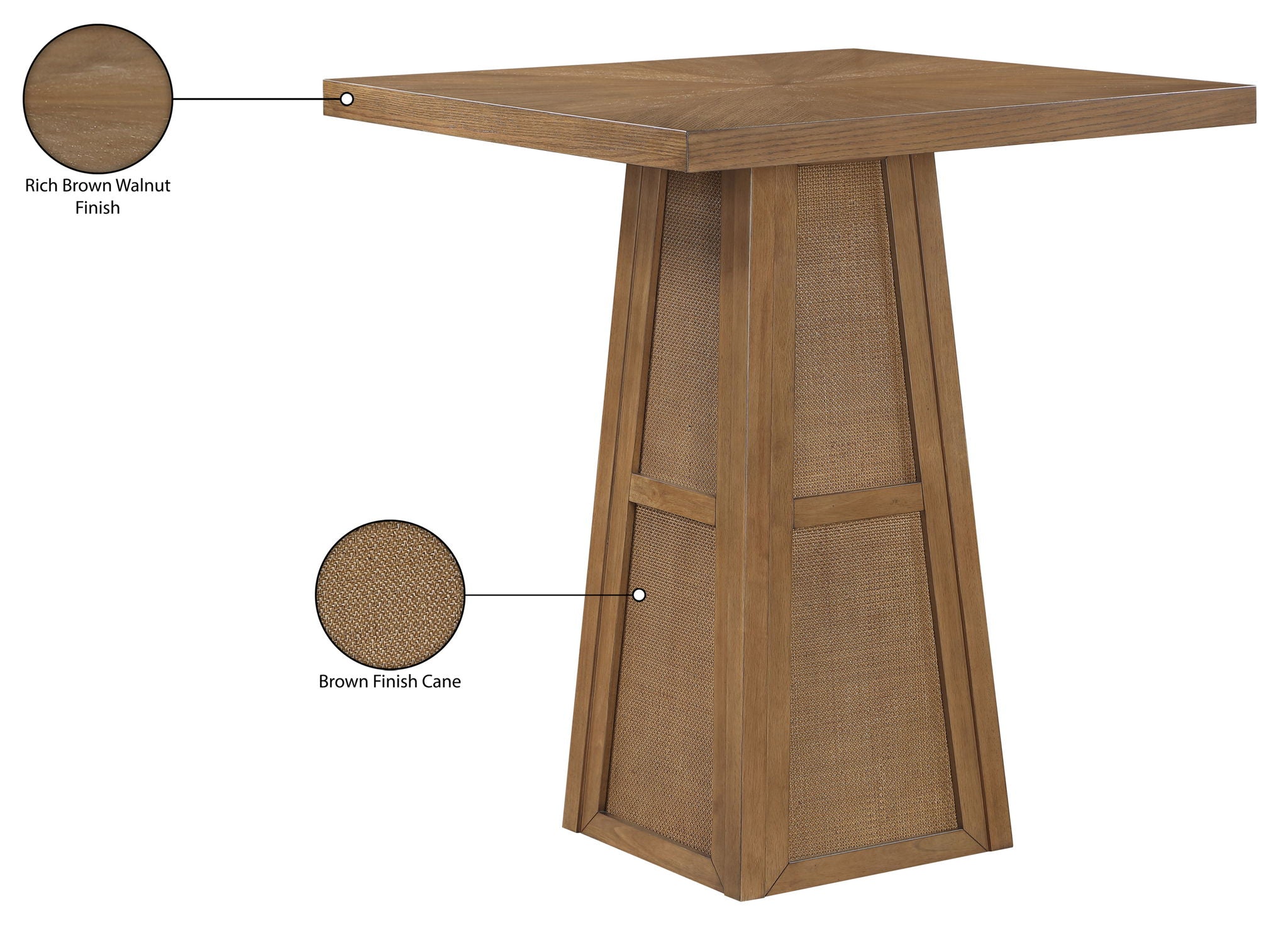 Fenwick - Cane, Oak Veneer And Solid Wood Bar Height Table