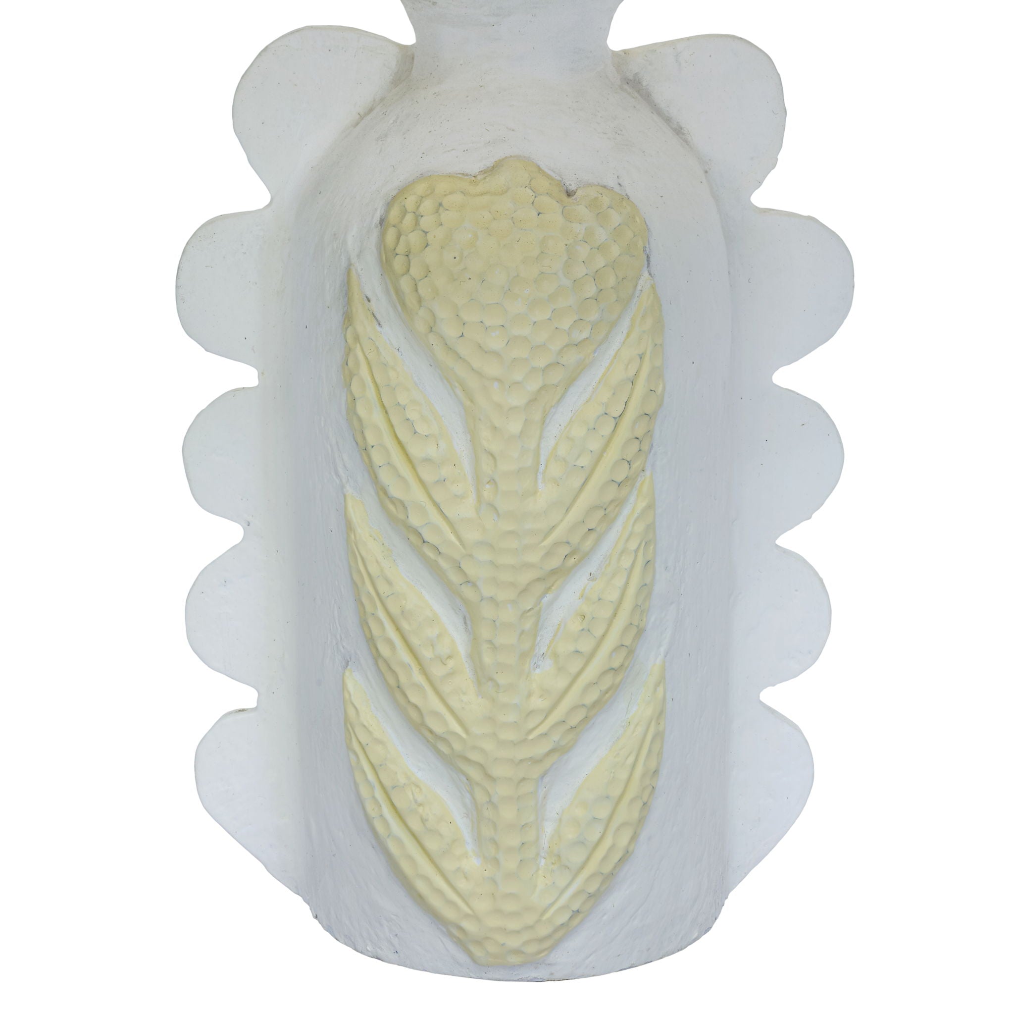 Edith - Scalloped Papier Mache Flower Pleated Table Lamp - Cream