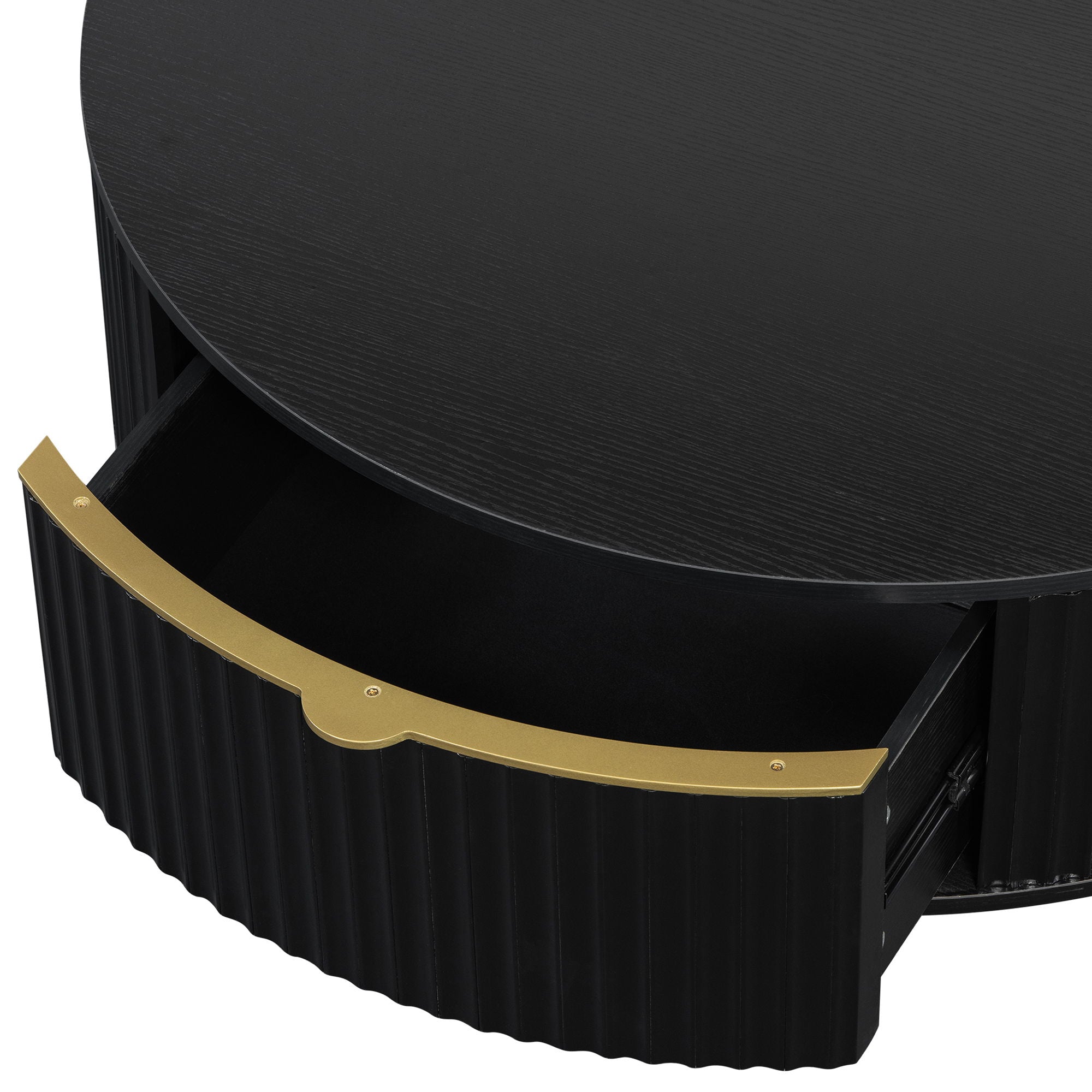 Farmhouse Round Coffee Table With Storage Drawer