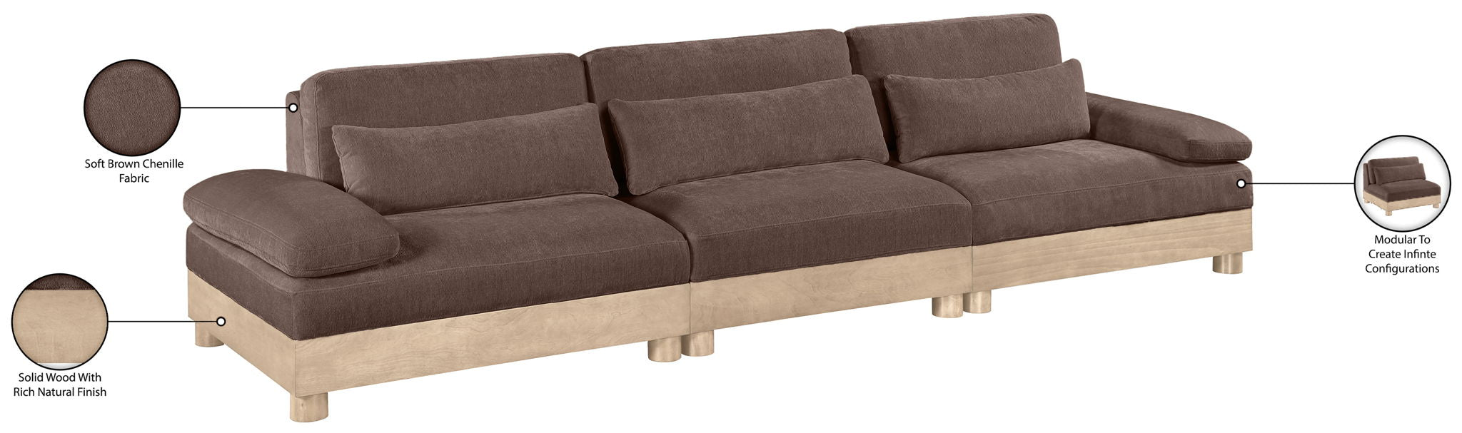 Turin - Chenille Fabric Upholstered Modular Sectional - Brown