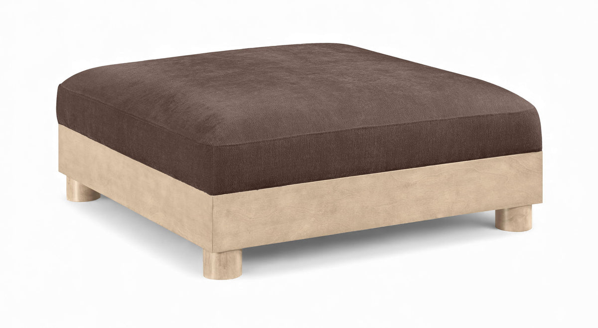 Turin - Chenille Fabric Upholstered Modular Ottoman - Natural Base