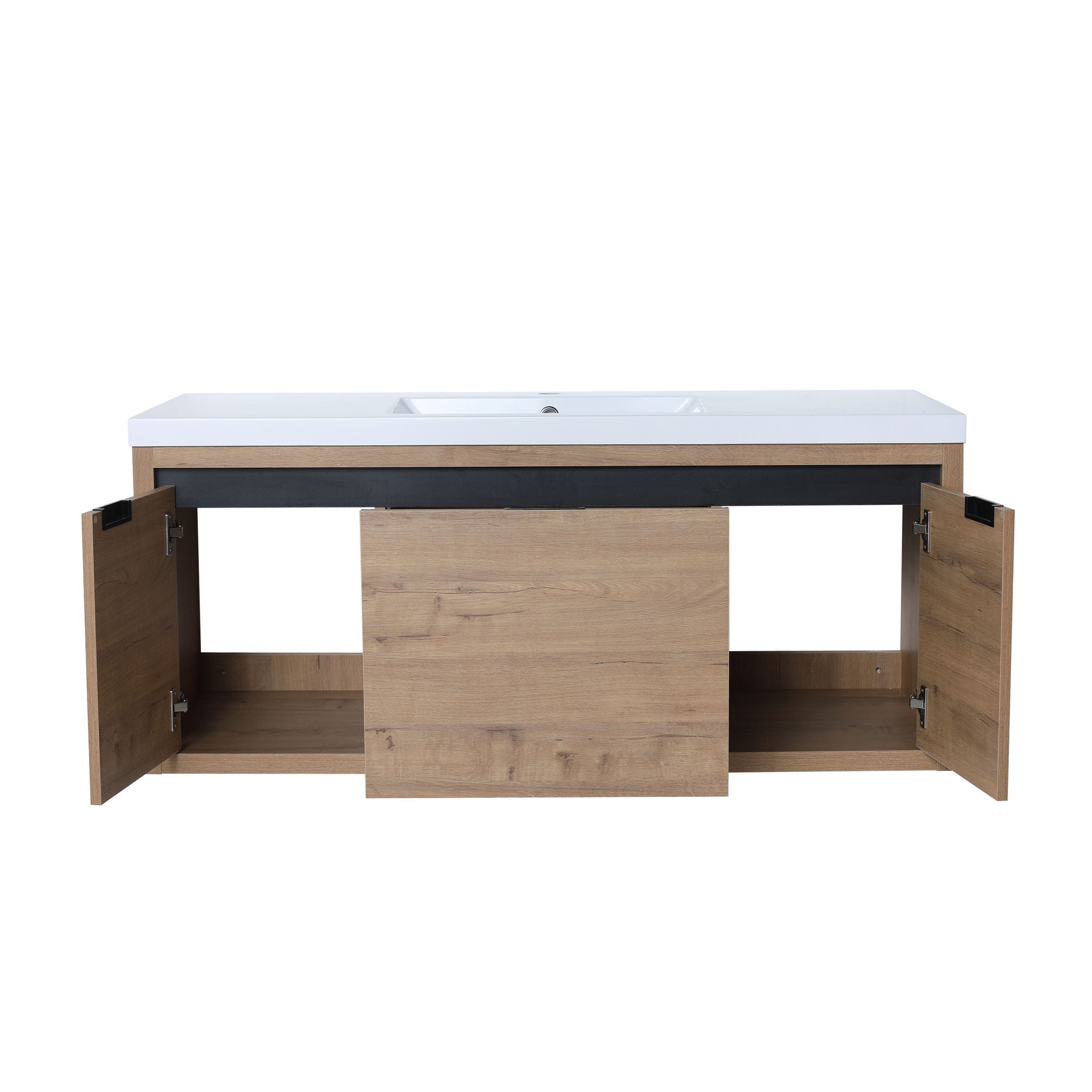 Modern Floating Bathroom Vanity Cabinet With Resin Sink Soft Close Doors And Drawer - Imitative Oak
