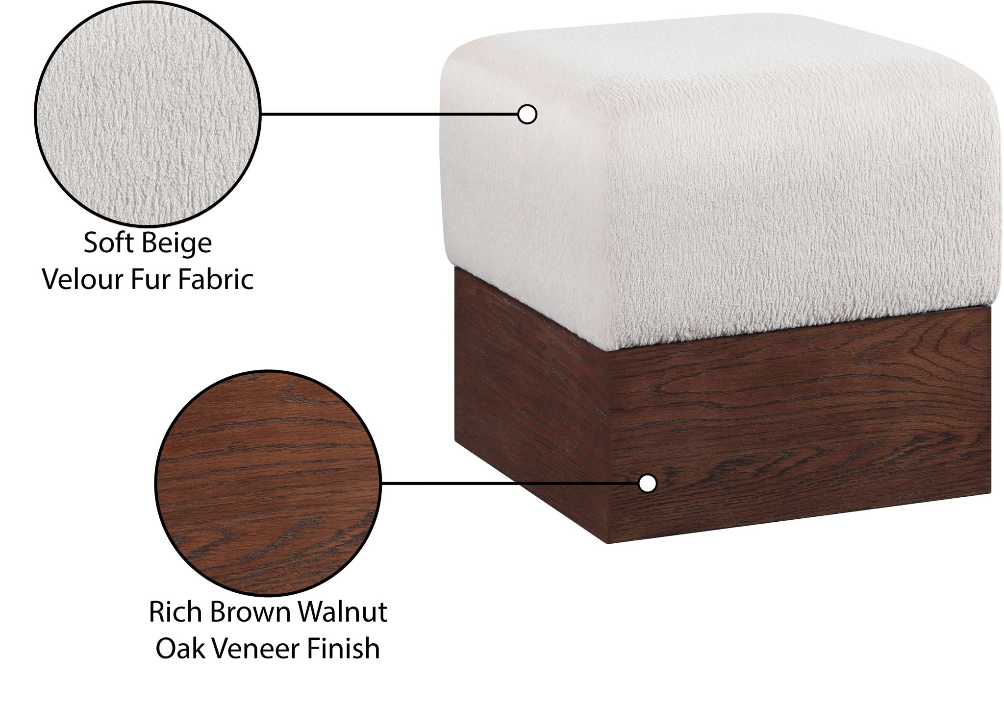 Havre - Ottoman / Stool With Brown Base