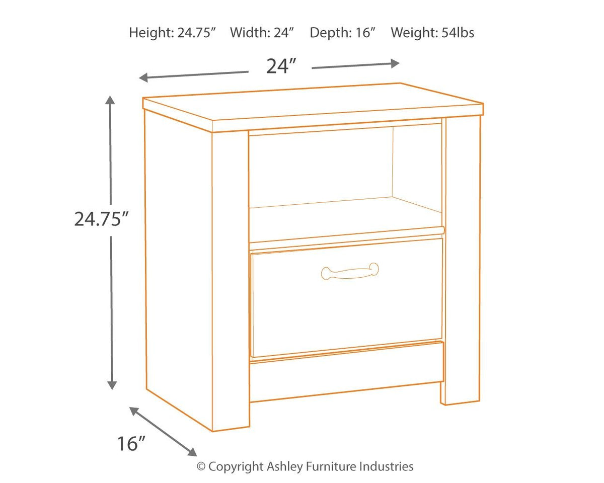 Bellaby - One Drawer Night Stand - Whitewash