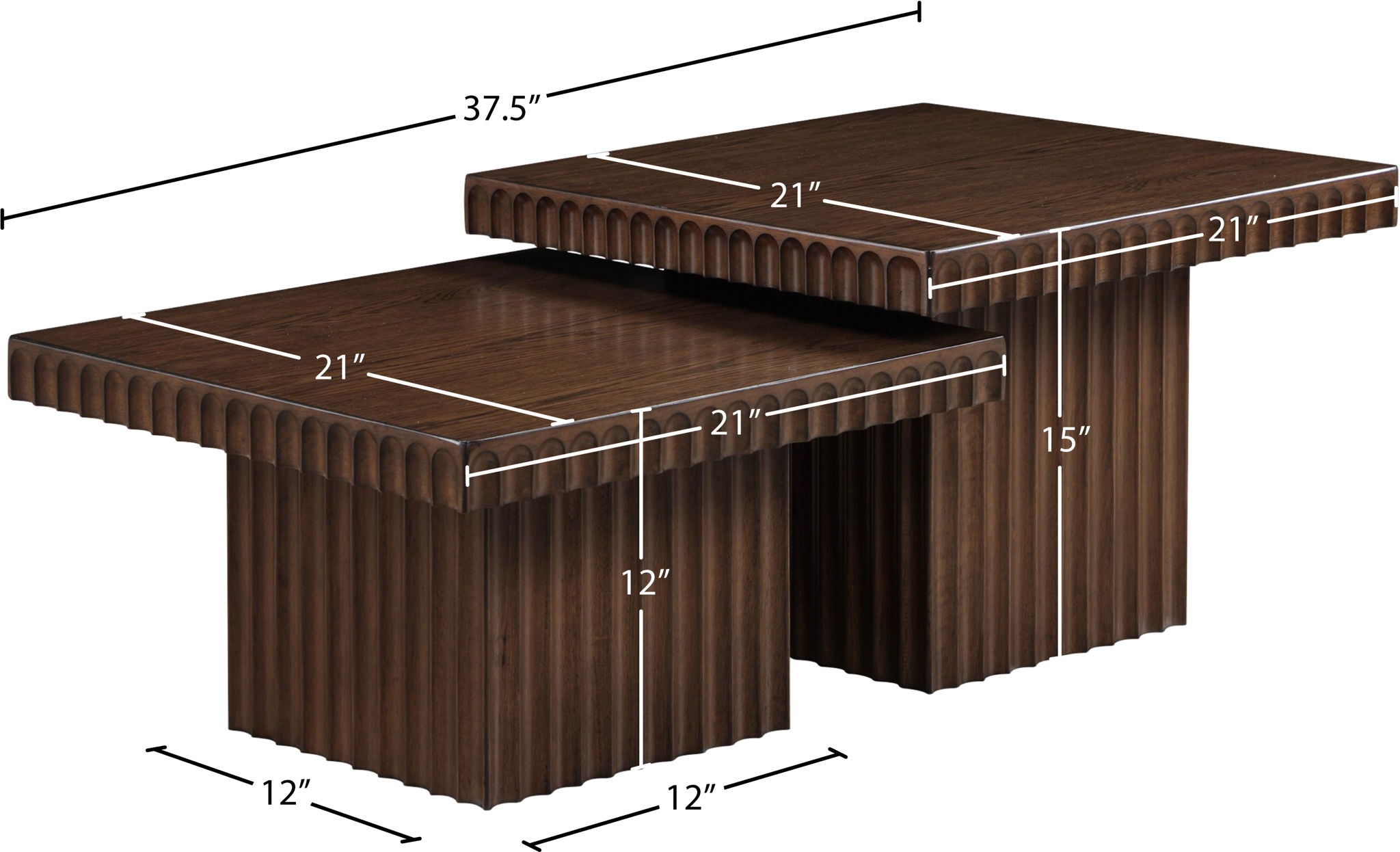 Spencer - 15" Oak Veneer 2 Piece Coffee Table