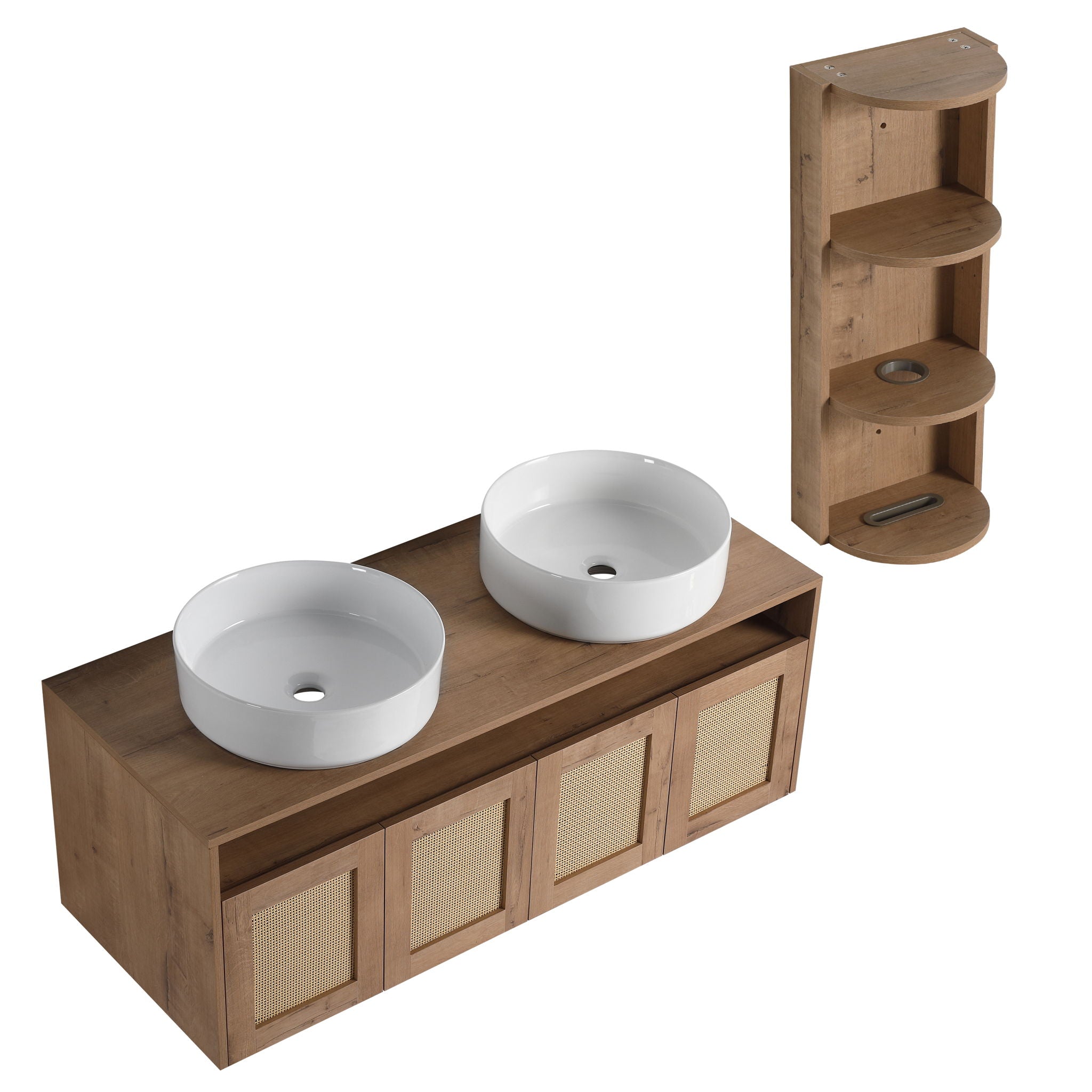 Bathroom Vanity With Art Sink And Storage Rack, Float Mounting Design