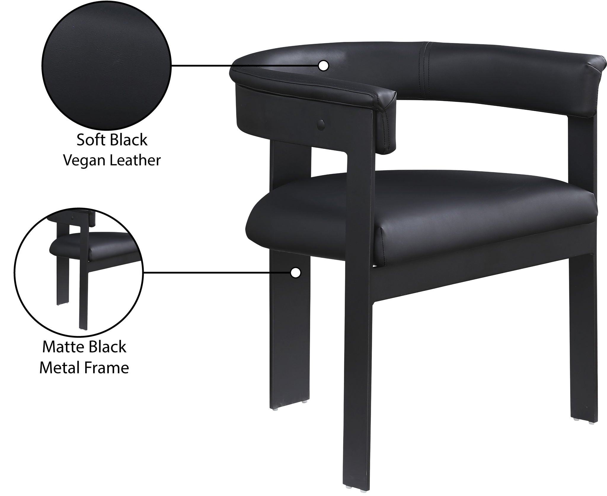 Romeo - Faux Leather Dining Chair With Black Base (Set of 2)