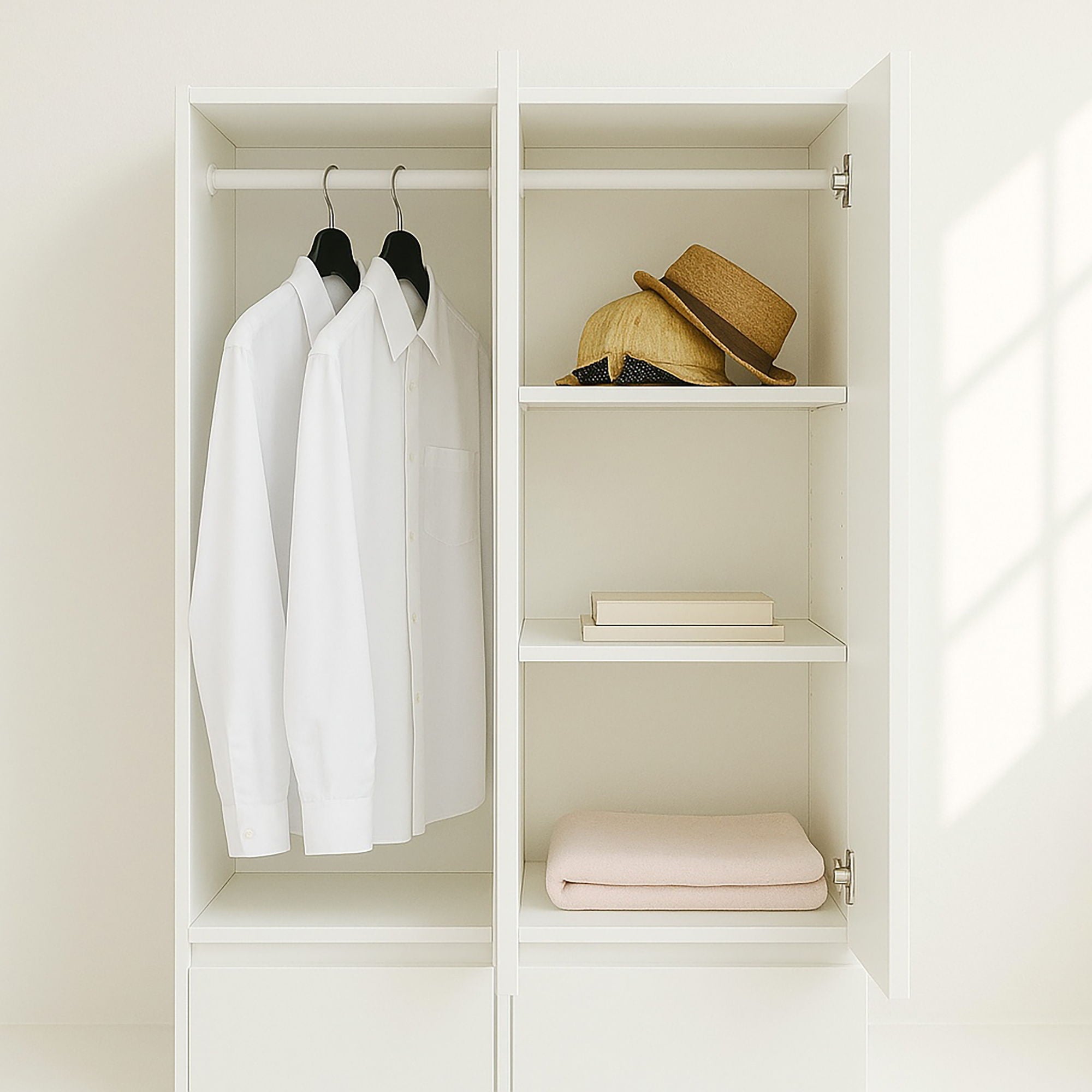 Elise - Slim Modular Closet Cabinet With Mirror - White