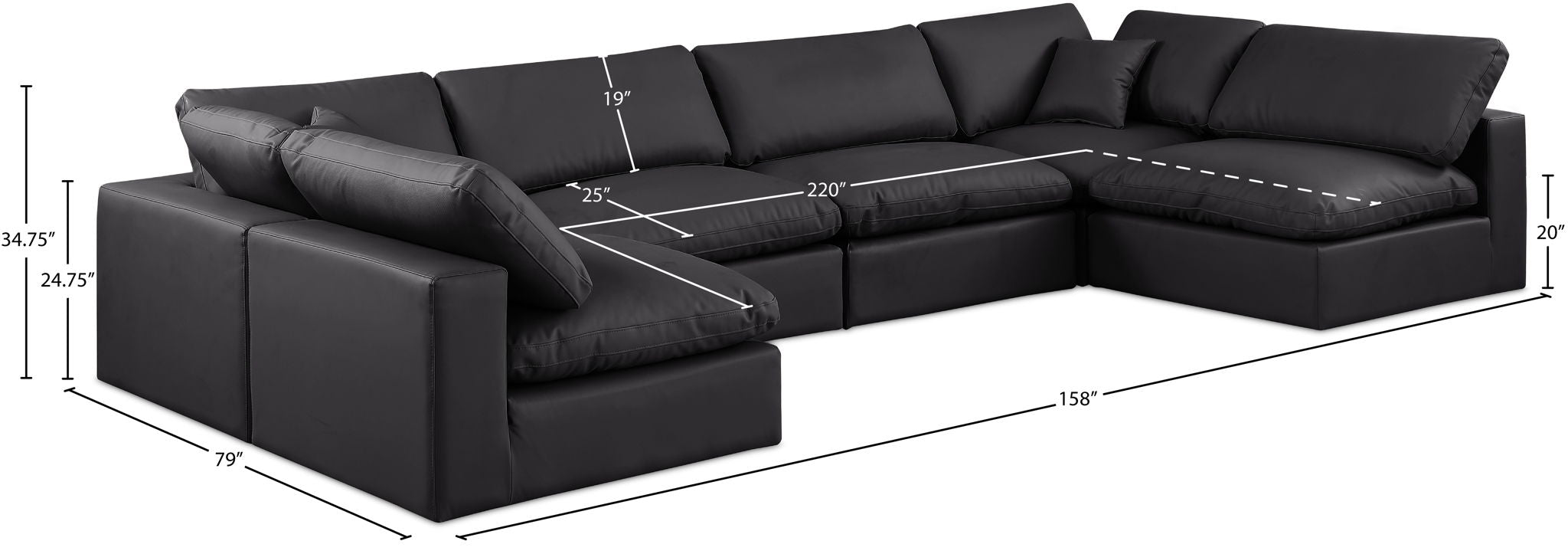 Comfy - 6 Piece Faux Leather Modular Armless Sectional
