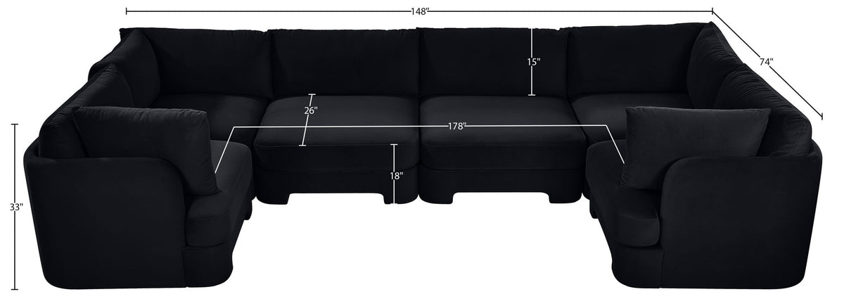 Hammond - Velvet Performance Fabric Upholstered 6 Piece U-Shaped Sectional