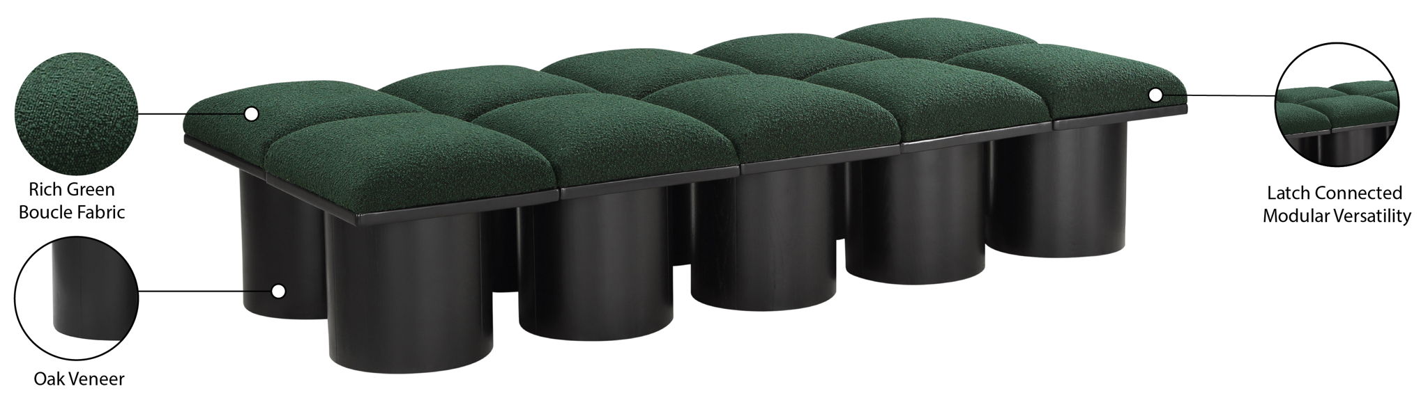 Pavilion - 10 Piece Modular Bench With Black Base
