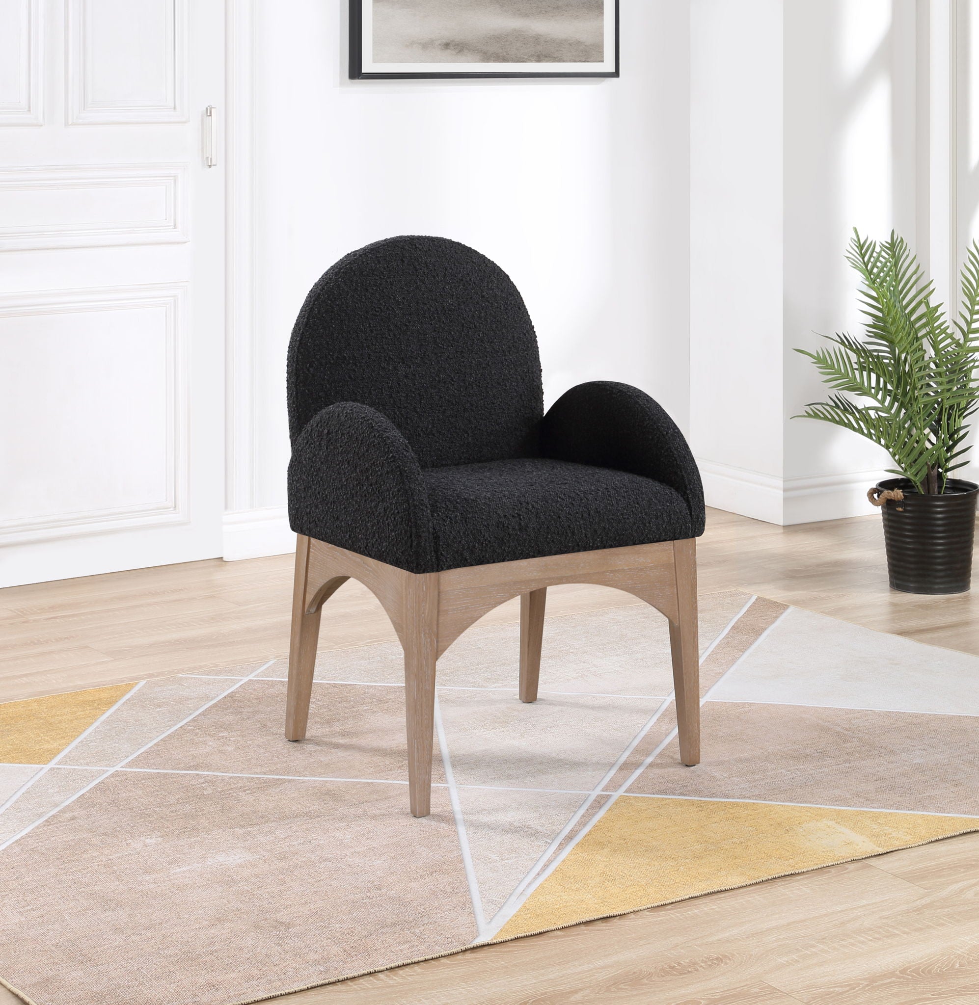 Waldorf - Boucle Dining Arm Chair With Natural Legs