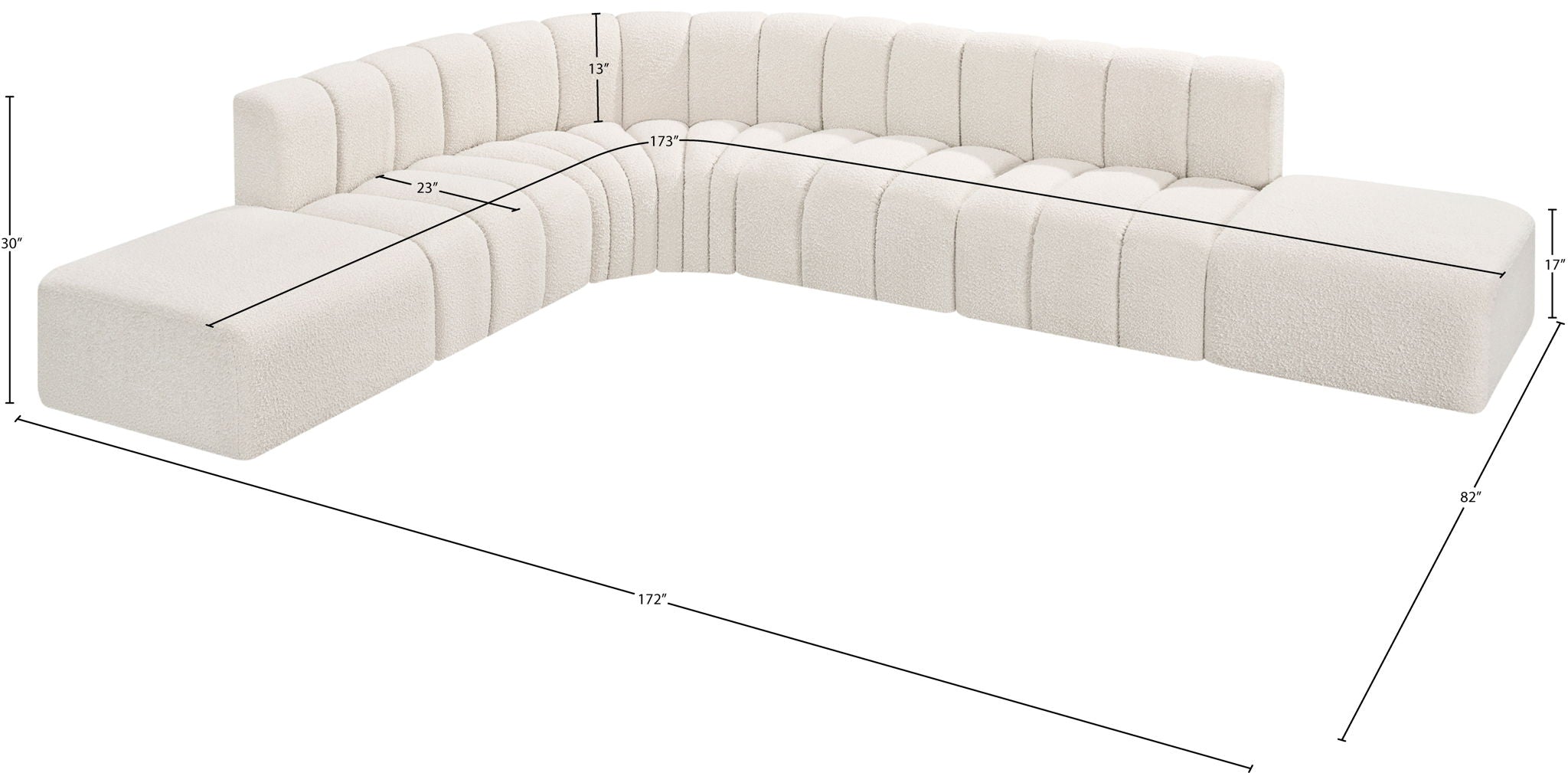Arc - Boucle Fabric 7 Piece Corner Modular Sofa