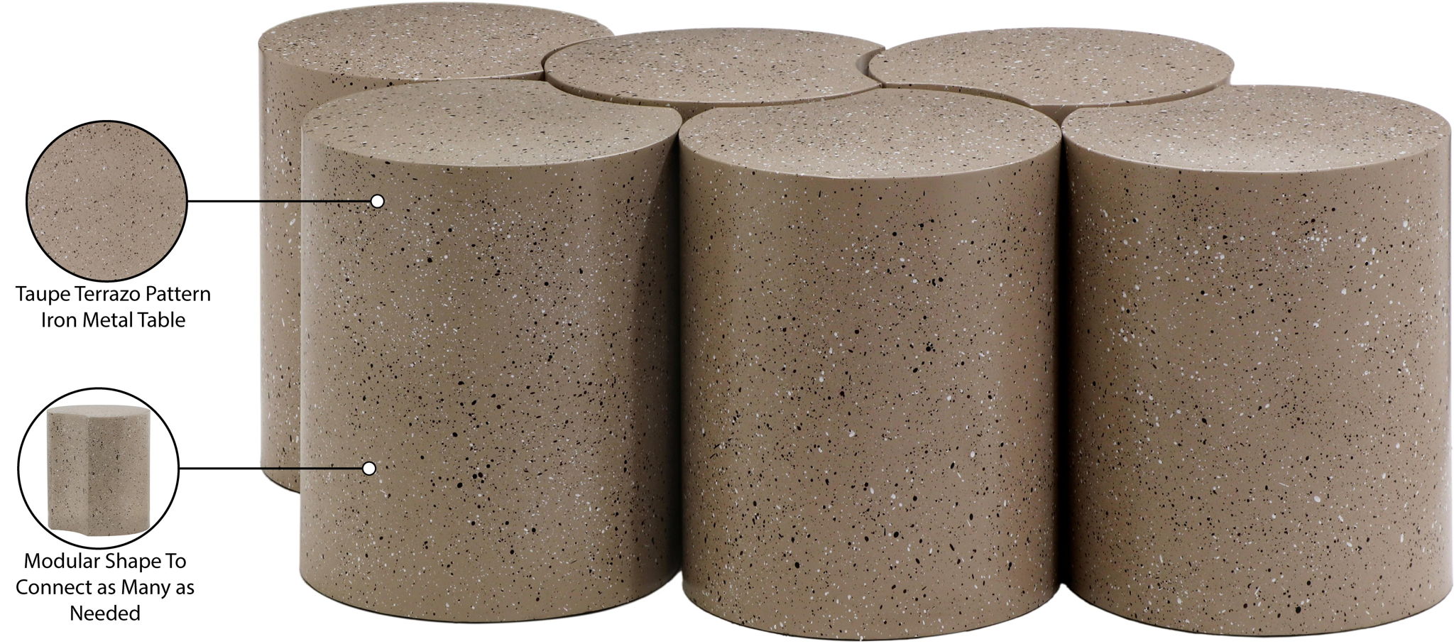 Dimple - 6 Piece Modular Coffee Table - Terazzo Finish