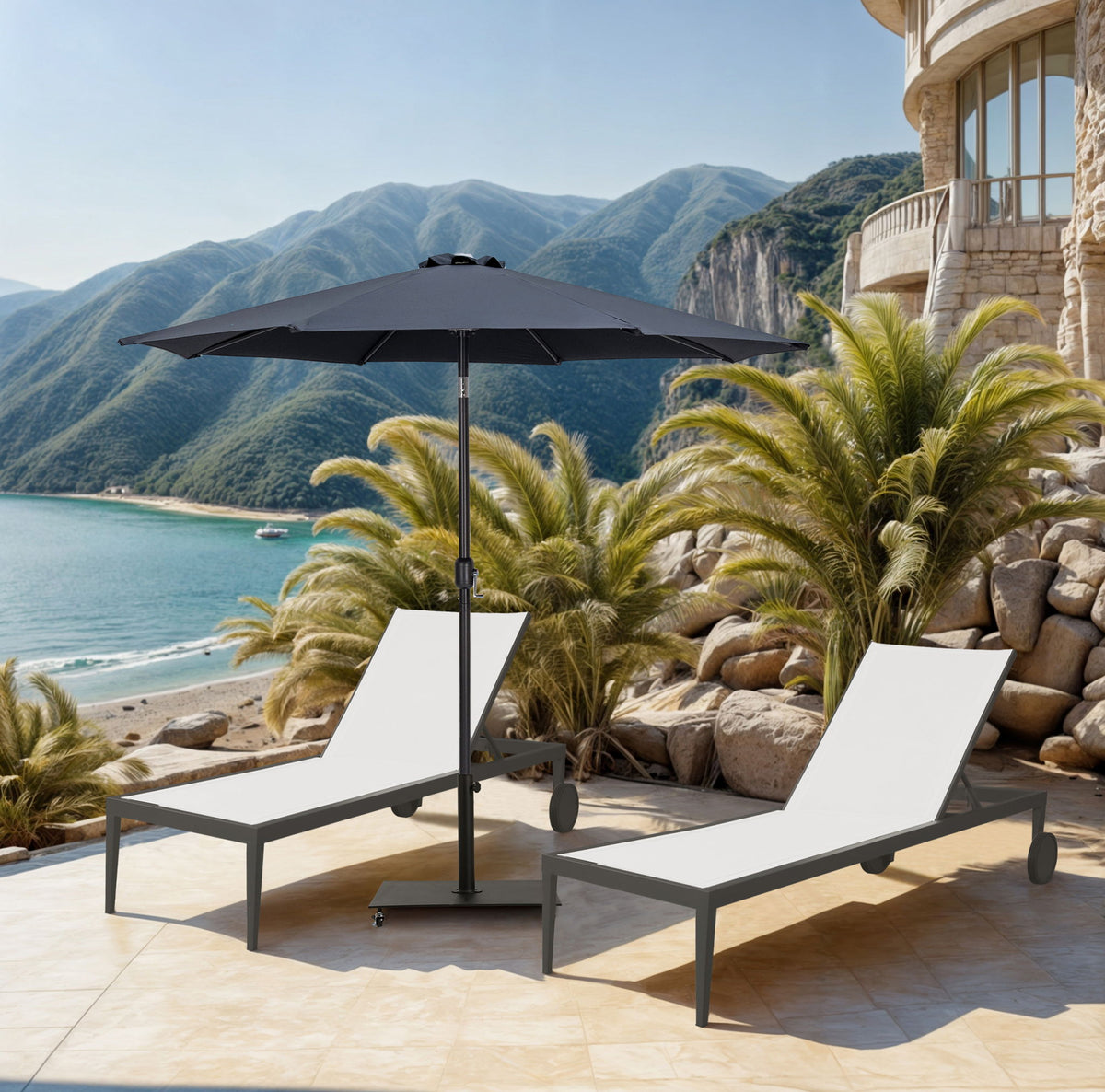 Fiji - Aluminum Patio Umbrella With Square Black Base