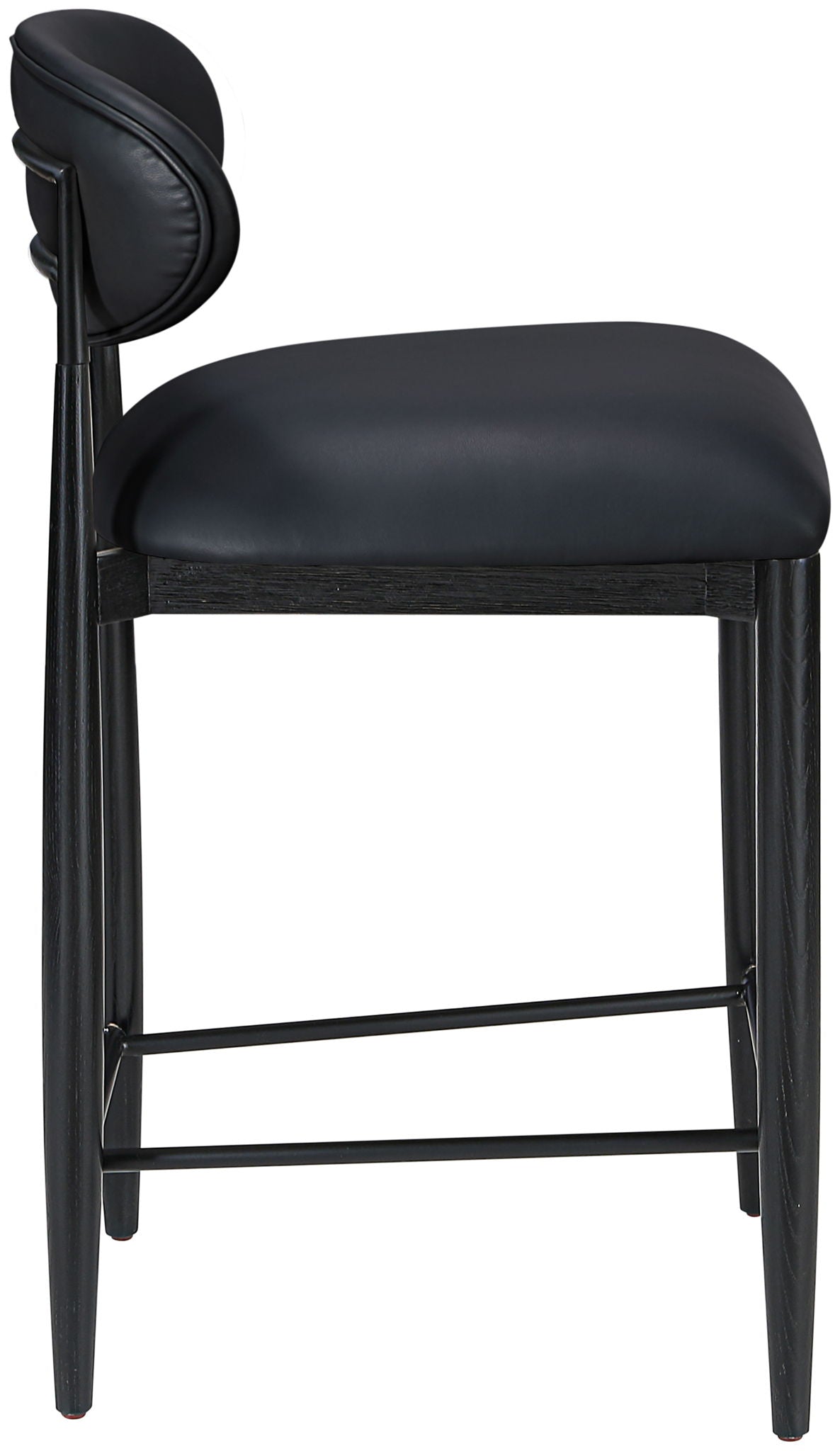 Riccio - Faux Leather Stool - Black Frame