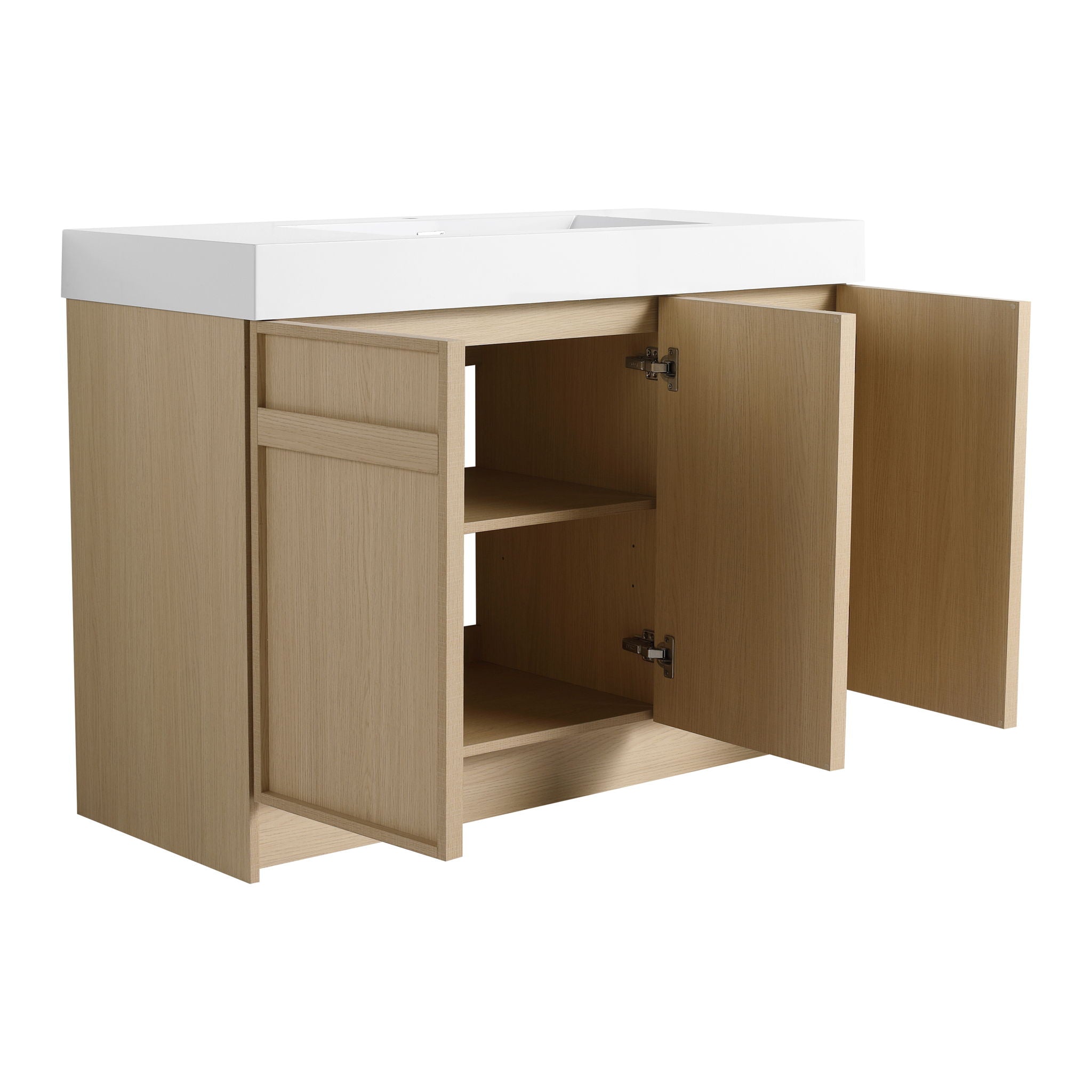 Freestanding Bathroom Vanity With Resin Sink & Soft Close Cabinet Doors